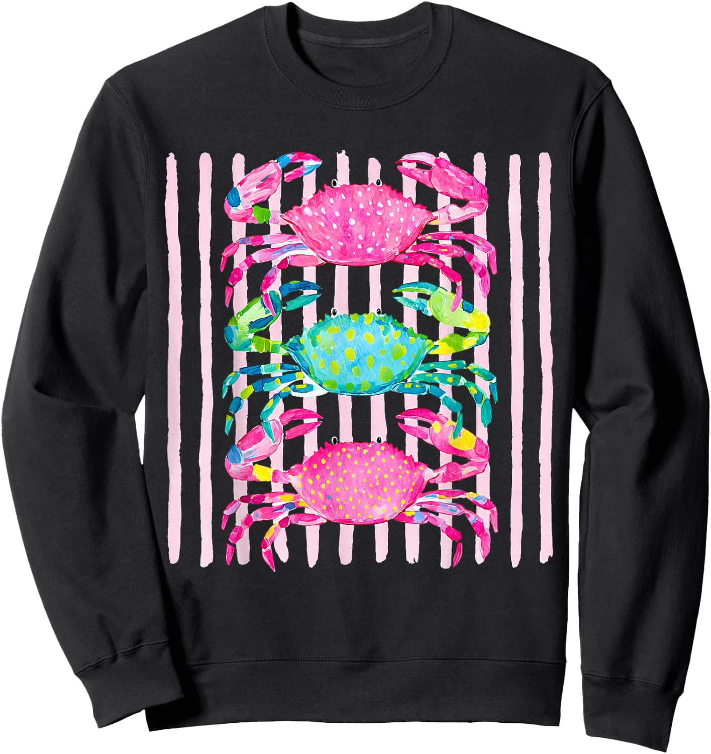 Funny Coastal Crab Beach Vibes Summer Vacation Girls Women Sweatshirt - Sweatshirt | Black
