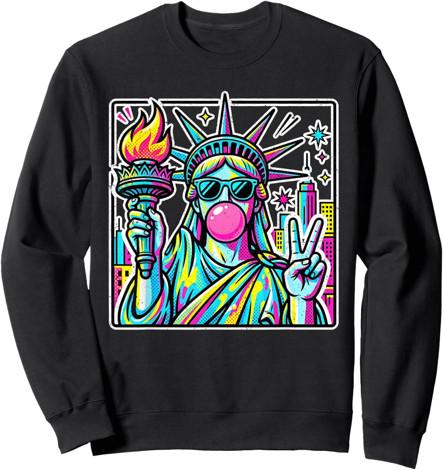 Retro Statue of Liberty Costume Kids Men Women Y2K Boys Girl Sweatshirt - Sweatshirt | Black