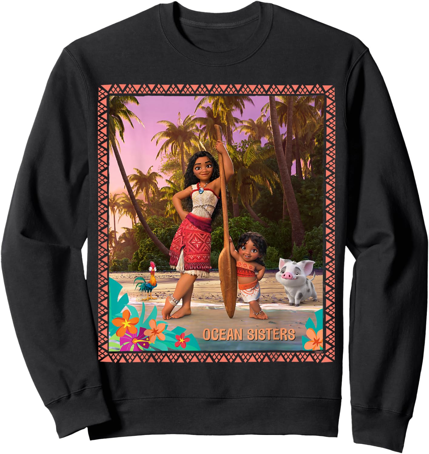 Disney Moana 2 Moana and Simea Pua Heihei Ocean Sisters , Black, S Sweatshirt - Sweatshirt | Black