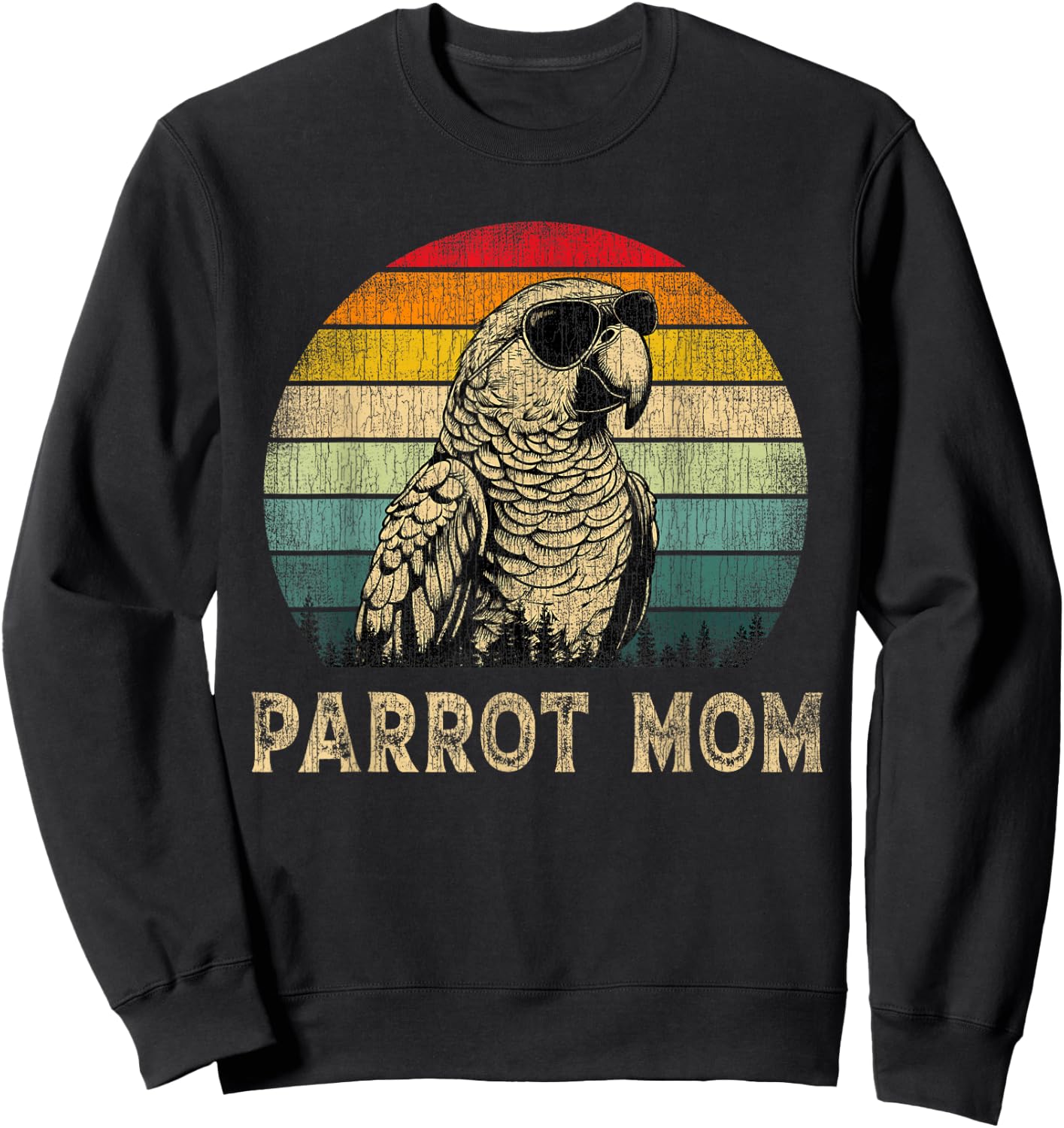Vintage Parrot Mom Parrot Lovers Mommy Mother's Day Sweatshirt - Sweatshirt | Black