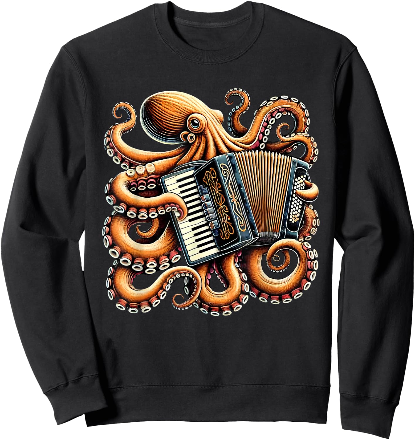 Octopus Playing Accordion Accordionist Accordion Player Sweatshirt - Sweatshirt | Black