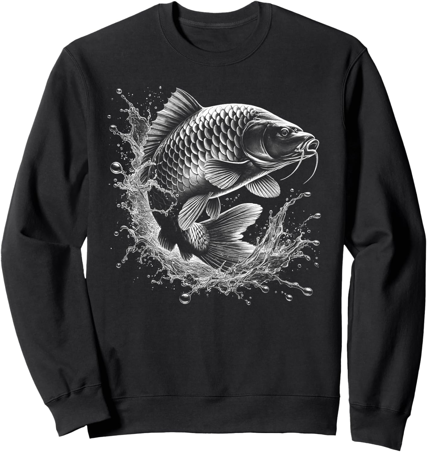 Carp Jumping Out of the Water Fish Design for Angler , black Sweatshirt - Sweatshirt | Black
