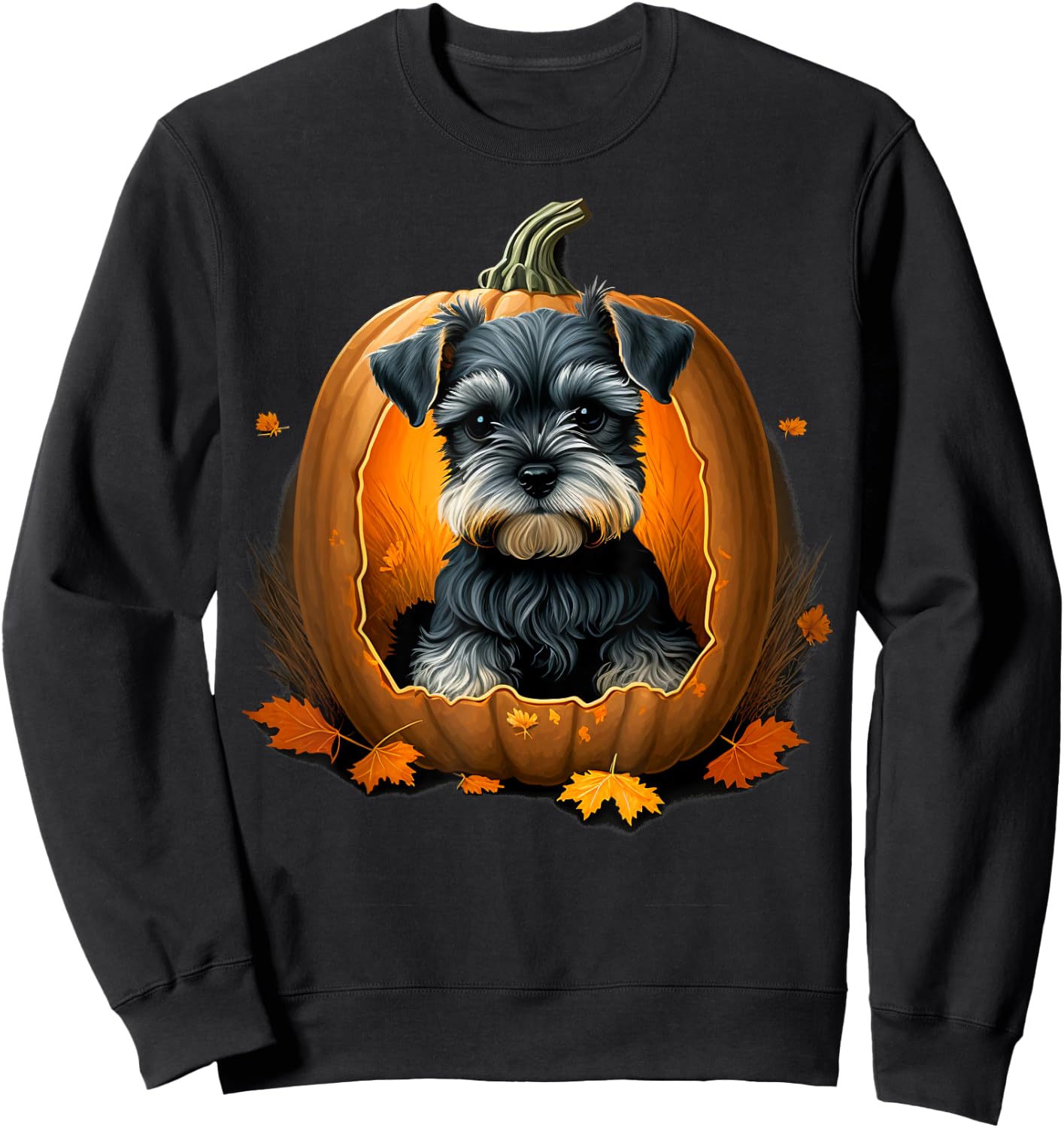 Dwarf Schnauzer costume on Miniature Schnauzer Halloween Sweatshirt - Sweatshirt | Black