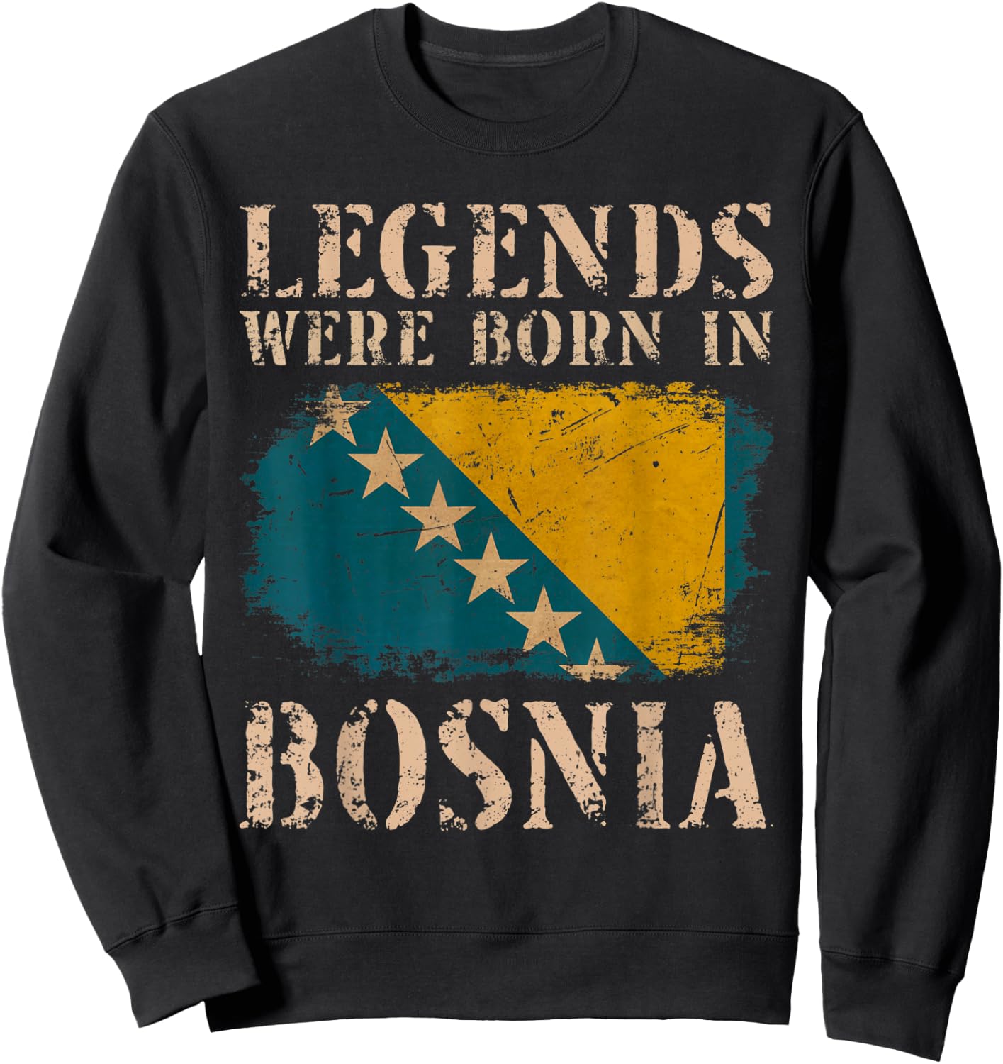 Vintage Design Bosnische Flagge Bosnien Sweatshirt - Sweatshirt | Black