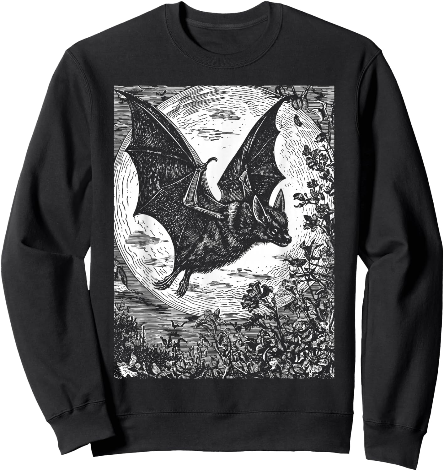 Medieval Bat | Gothic Pastel Goth Witch Dark Academia Sweatshirt - Sweatshirt | Black