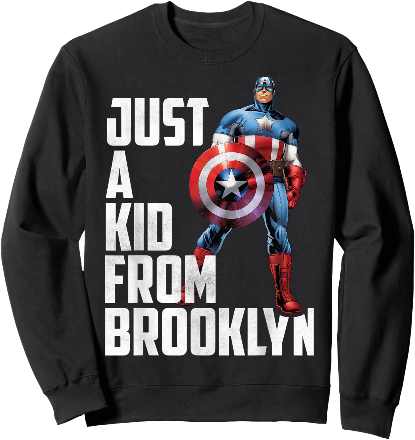 Marvel Avengers Captain America Just A Kid From Brooklyn Sweatshirt - Sweatshirt | Black