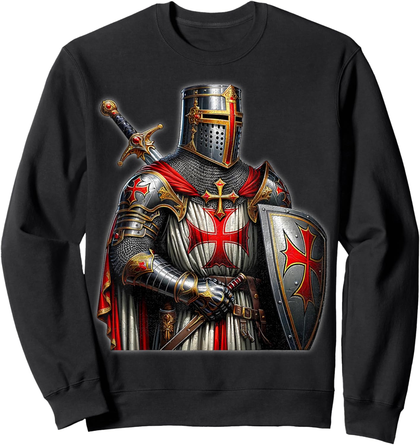 A Warrior of Christ Knights Templar Cross Aged Man , Black Sweatshirt - Sweatshirt | Black