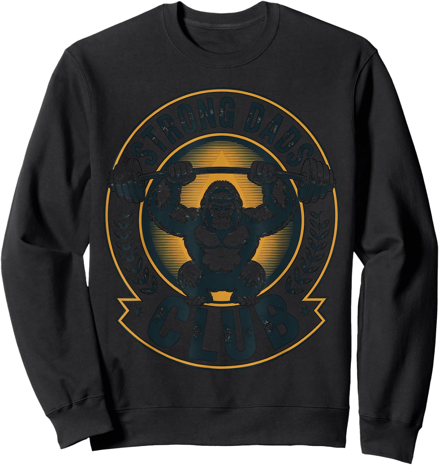 Strong Dads Club Fathers Day Weightlifting Gym Exercise Sweatshirt - Sweatshirt | Black
