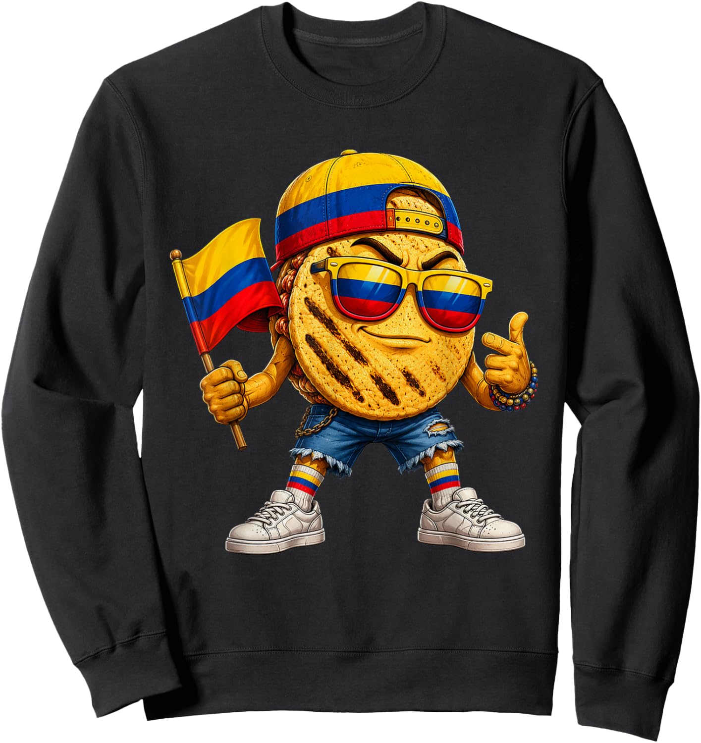 Colombia National Pride Colombia Arepa Flag Sweatshirt - Sweatshirt | Black