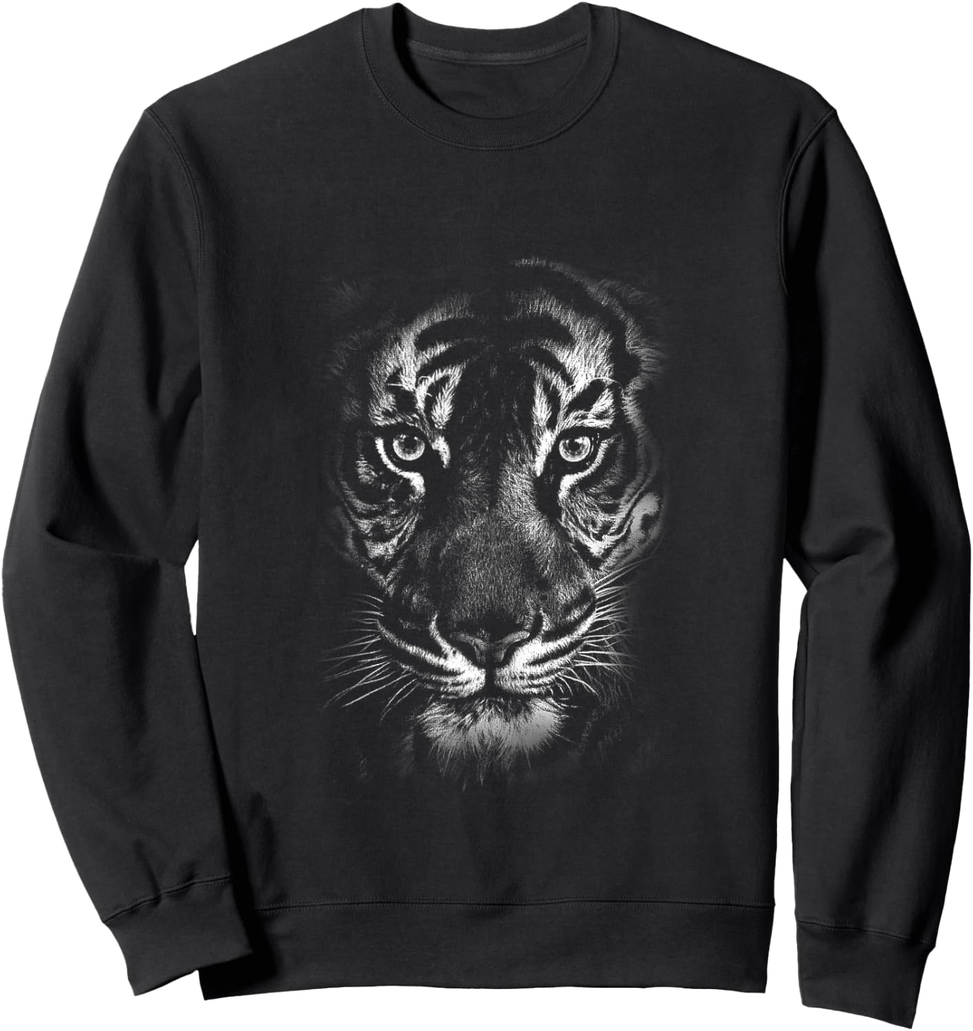 Fearless Eye of The Tiger Face Print Black and White Graphic Sweatshirt - Sweatshirt | Black