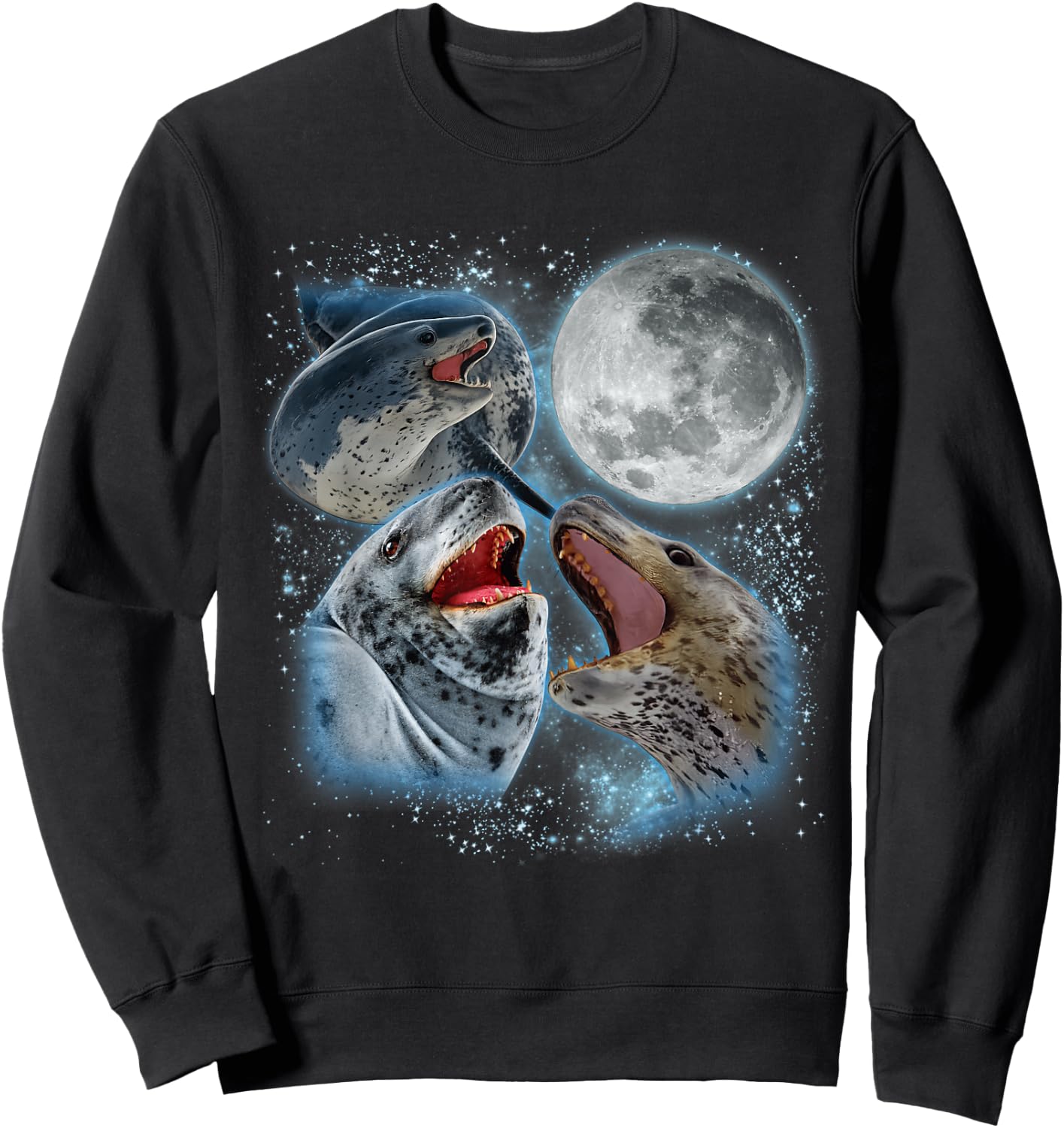 Leopard Seal Lover Galaxy Moon Wild Animal Wildlife Ocean Sweatshirt - Sweatshirt | Black
