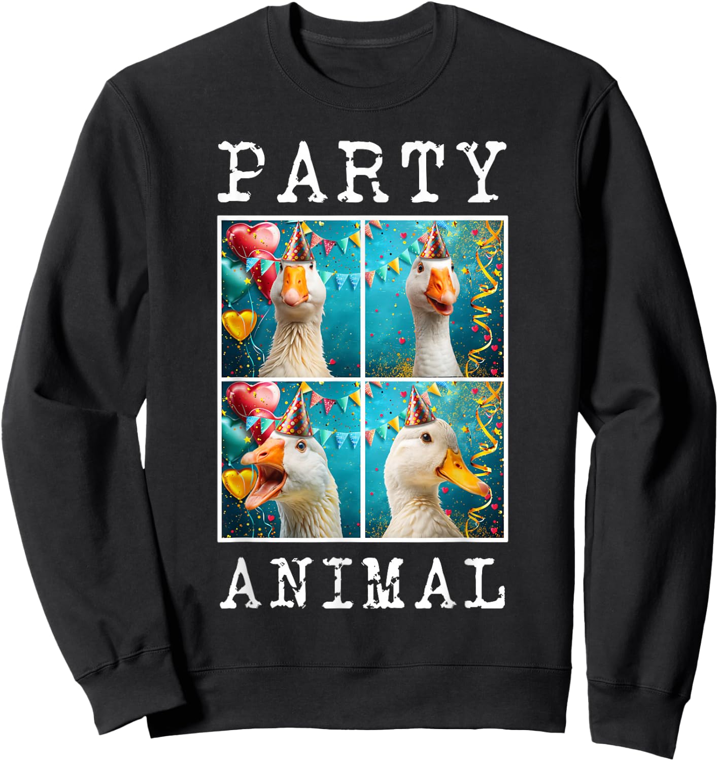 Ducks Face Colorful Farm Animal Party Hat Funny Duck Farming Sweatshirt - Sweatshirt | Black