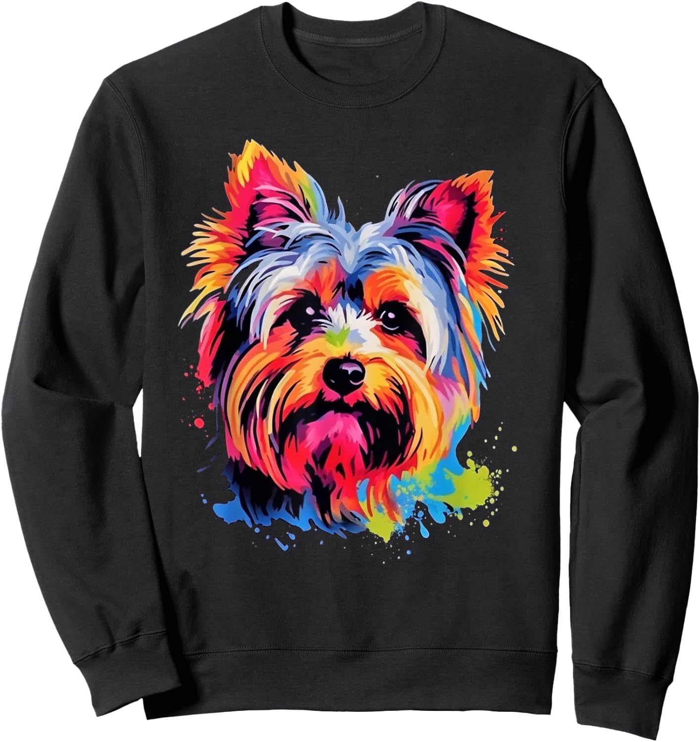 Colorful Pop Art Yorkshire Terrier Yorkie Lover Portrait Sweatshirt - Sweatshirt | Black