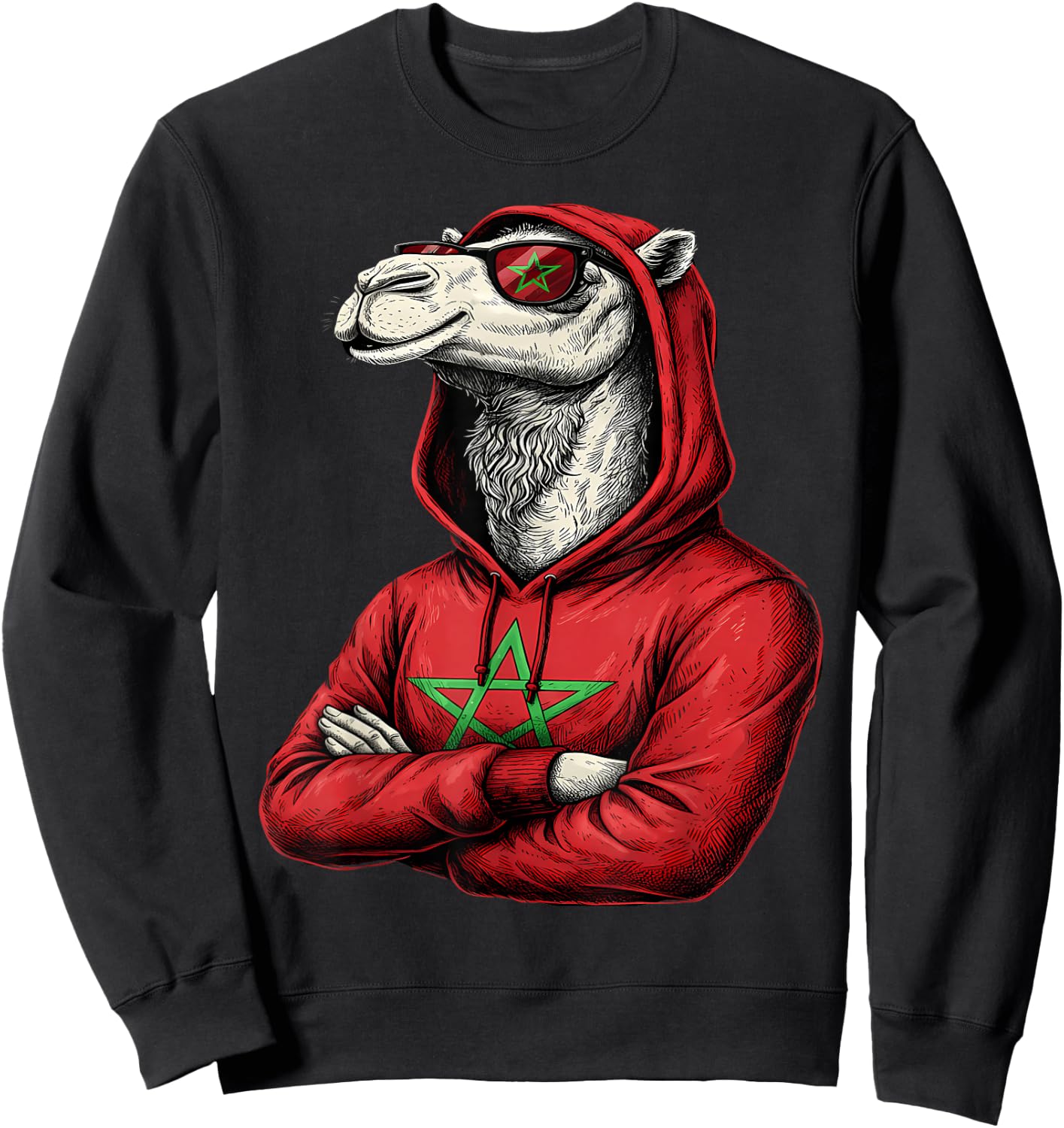 Morocco Flag Moroccan Pride Sweatshirt - Sweatshirt | Black