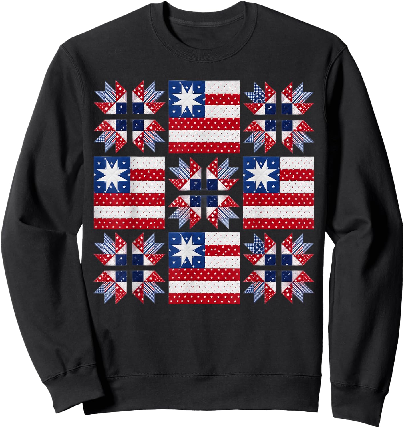 Patriotic Quilt Block American Quilter Sewing Craft Lover Sweatshirt - Sweatshirt | Black