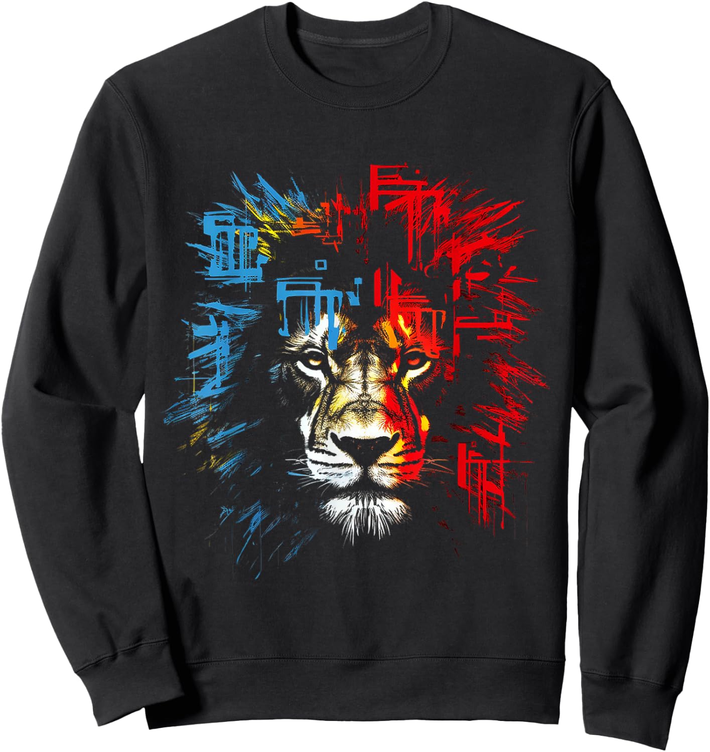 Löwe Zeichnung Abstrakt Tierliebhaber Grafik Löwe Sweatshirt - Sweatshirt | Black