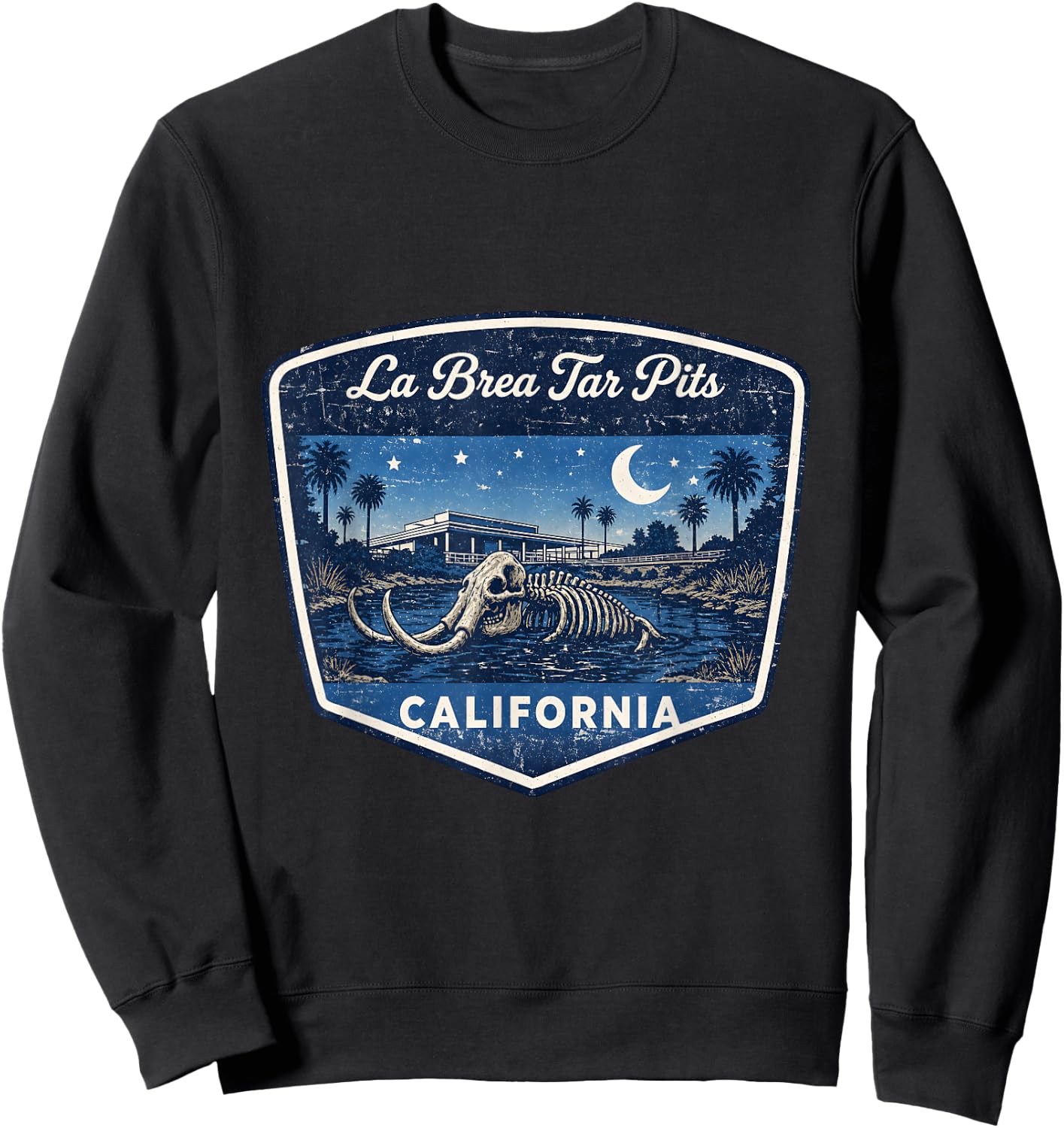 La Brea Tar Pits California Fossil Skeleton Paleontology Sweatshirt - Sweatshirt | Black