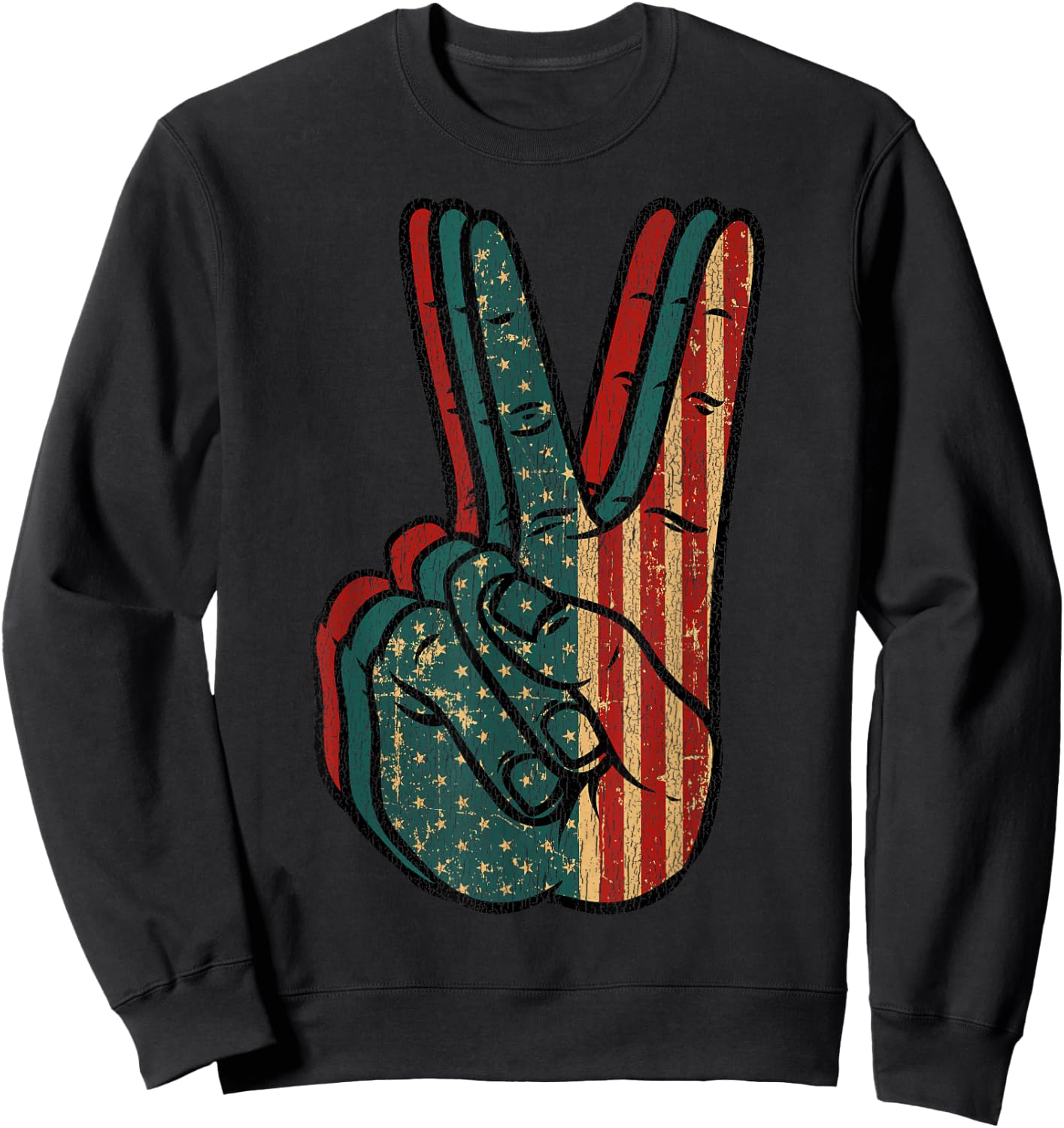 Retro Peace Vintage 60's 70's Hippie Gift Sweatshirt - Sweatshirt | Black