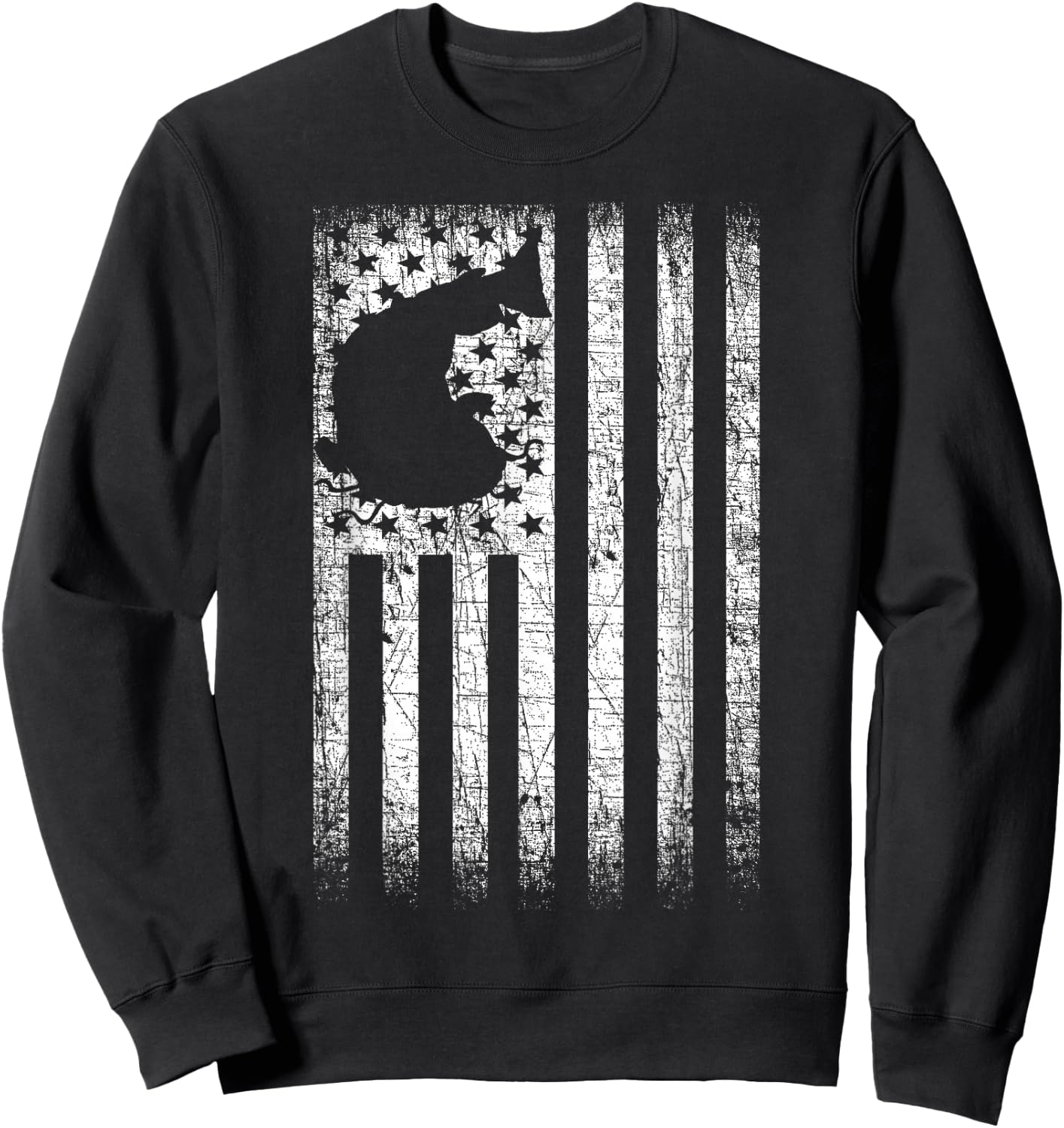 Catfishing American Flag - Catfish Angler Fisherman Sweatshirt - Sweatshirt | Black