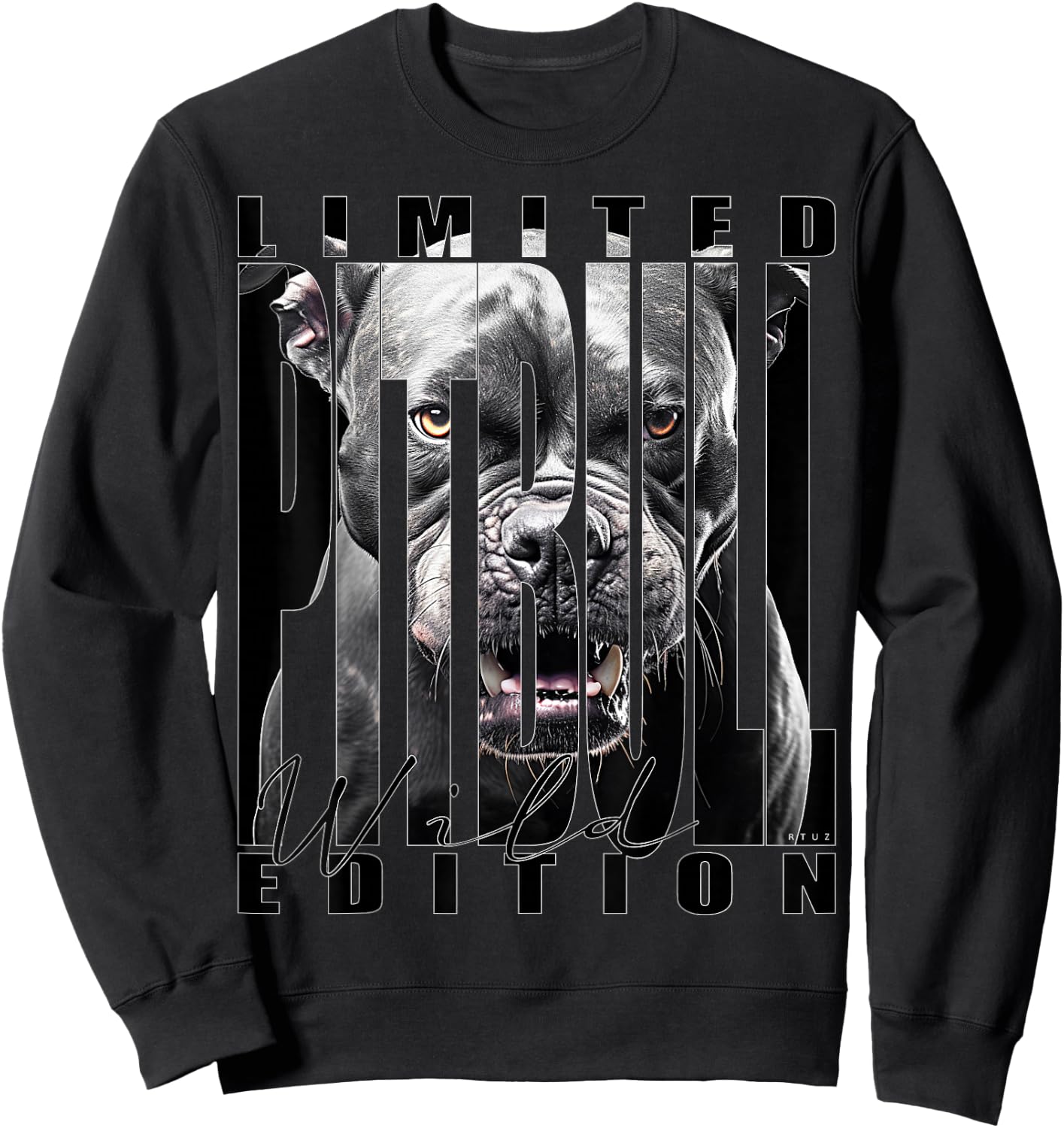 Hip Hop Y2K Streetwear Fashion Damen Herren Hund Pitbull Sweatshirt - Sweatshirt | Black