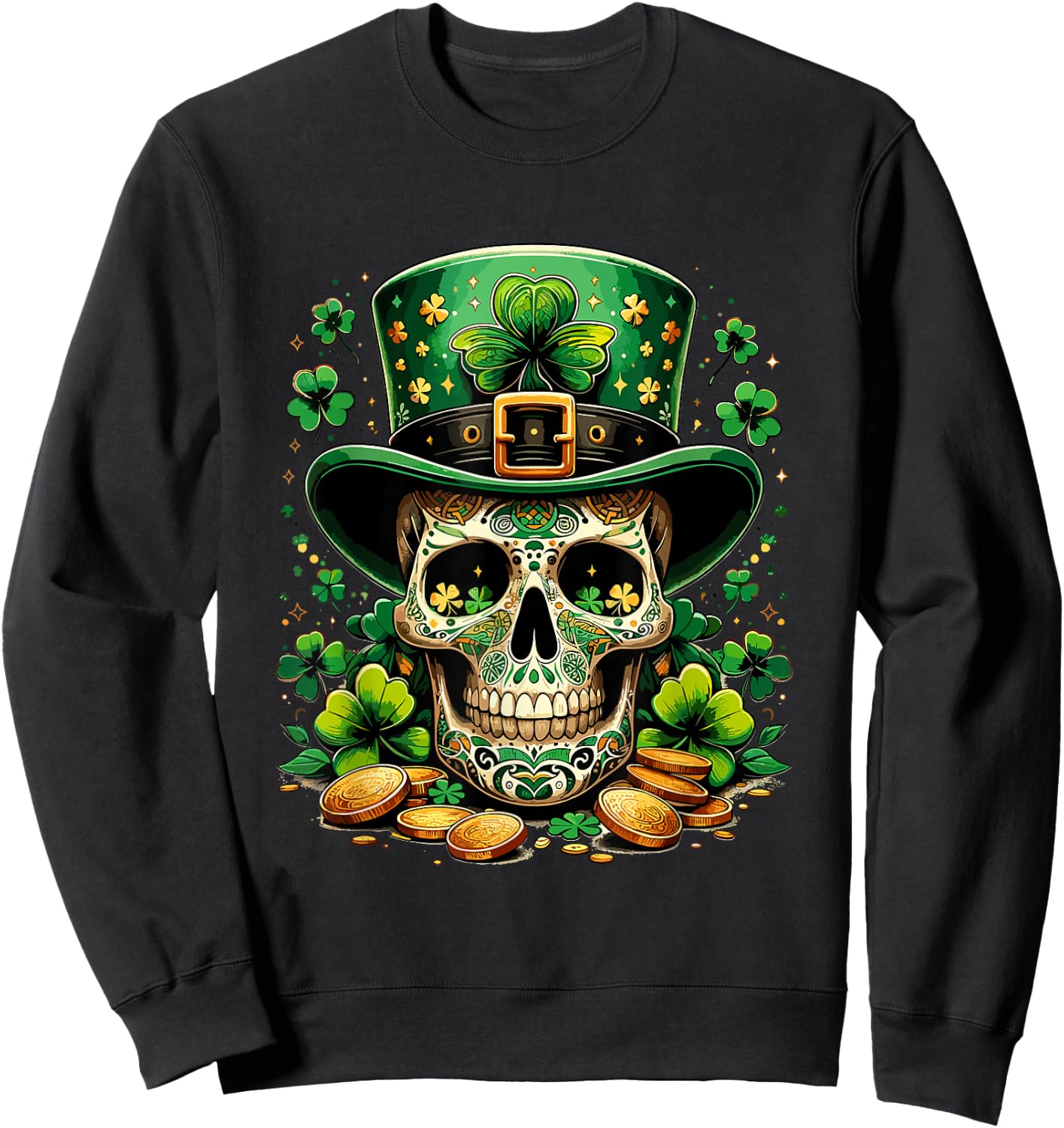 Goblin Skull St Patricks Day Shenanigans Saint Patrick , black, S Sweatshirt - Sweatshirt | Black
