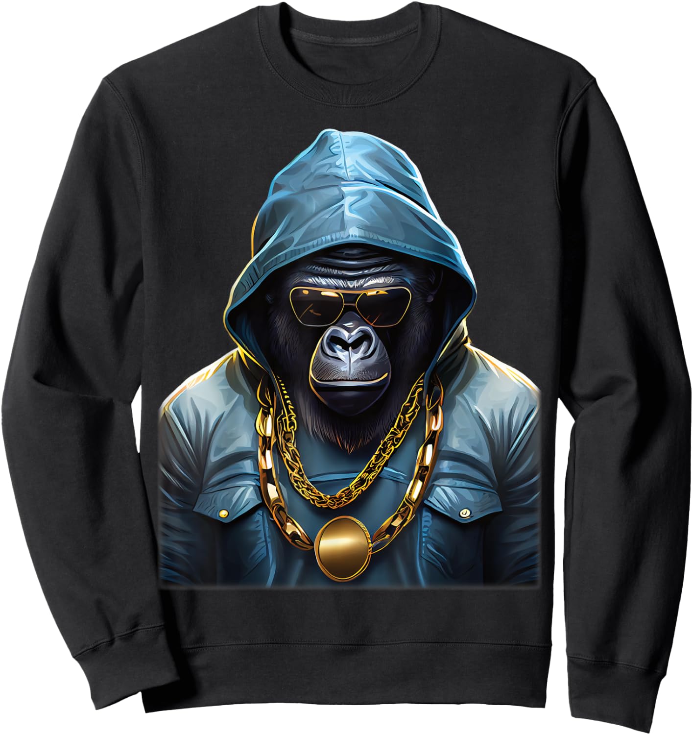 Rapper Gorilla I Retro Hip Hop I Gorilla Hip Hop Gangster , black Sweatshirt - Sweatshirt | Black