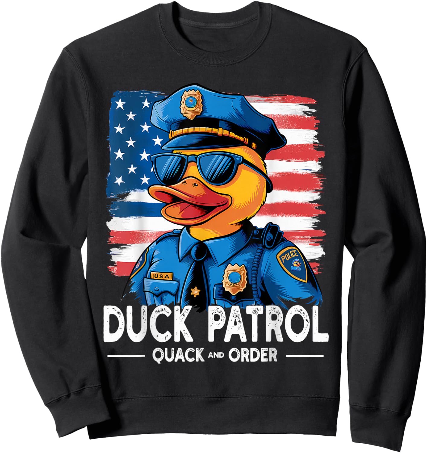 Duck Patrol Funny Police Duck Sweatshirt - Sweatshirt | Black