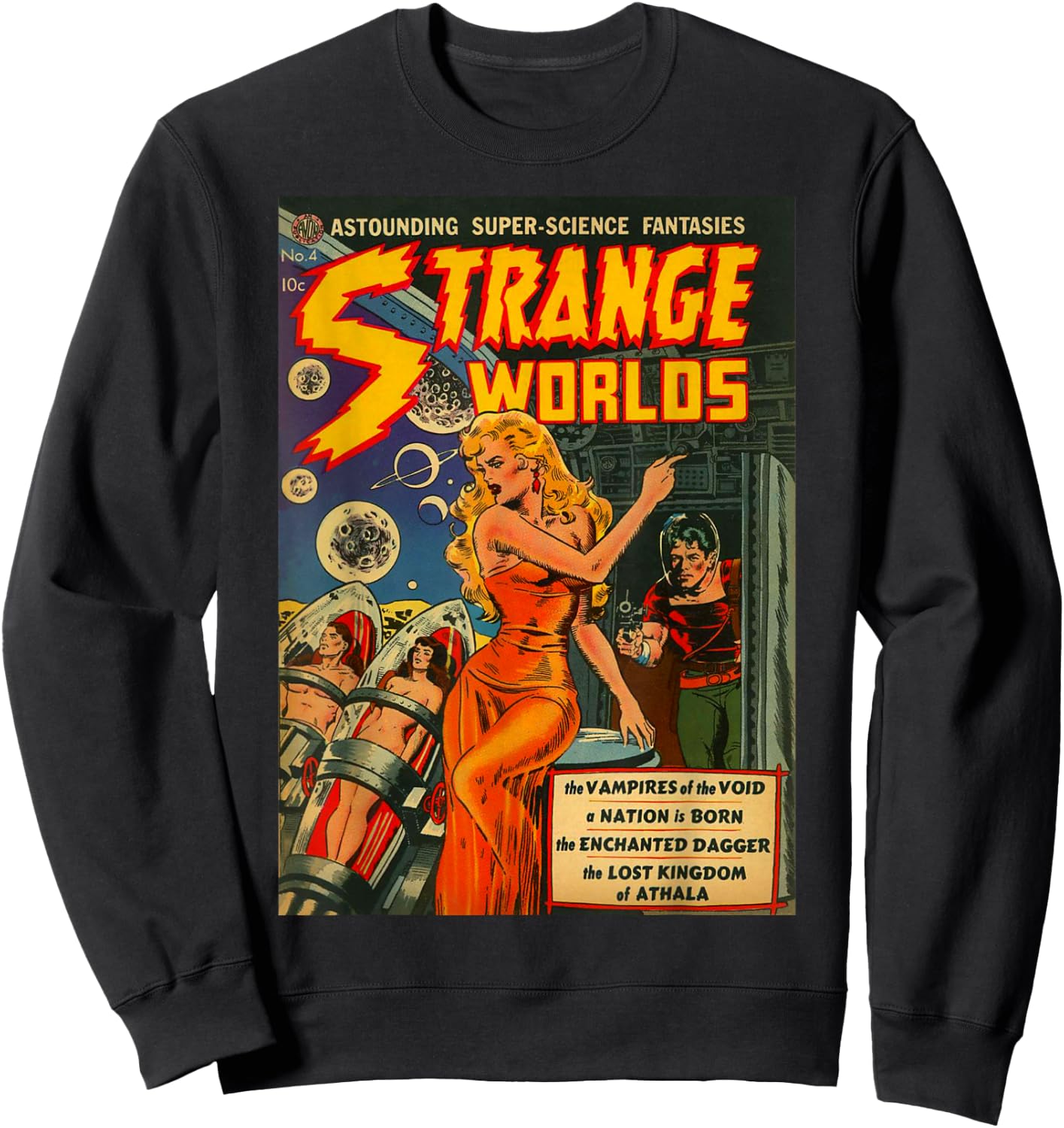 Sci Fi Pin Up Girl Science Fiction Vintage Horror Comic Book Sweatshirt - Sweatshirt | Black