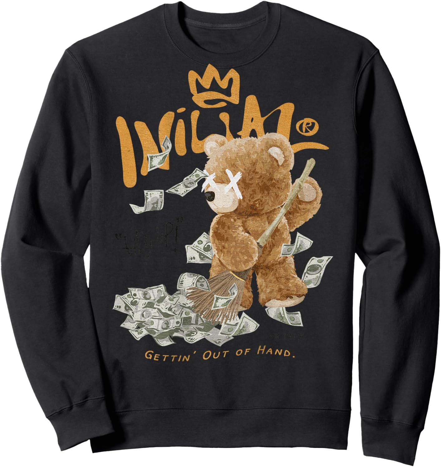 Back Print Y2K Streetwear Women's Clothing Men Teddy Bear Sweatshirt - Sweatshirt | Black