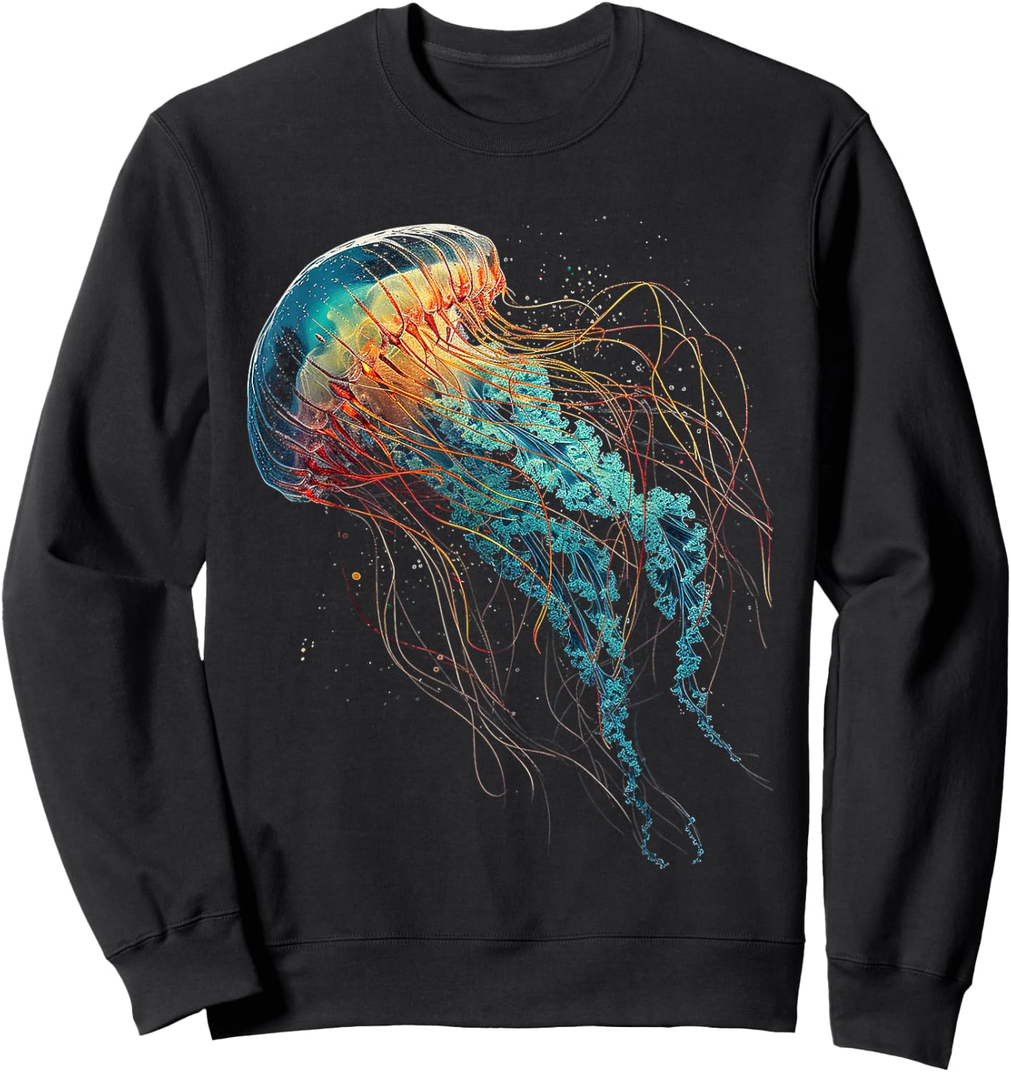 Jellyfish Fantasy Colorful Animal Art Graphic Jellyfish Sweatshirt - Sweatshirt | Black