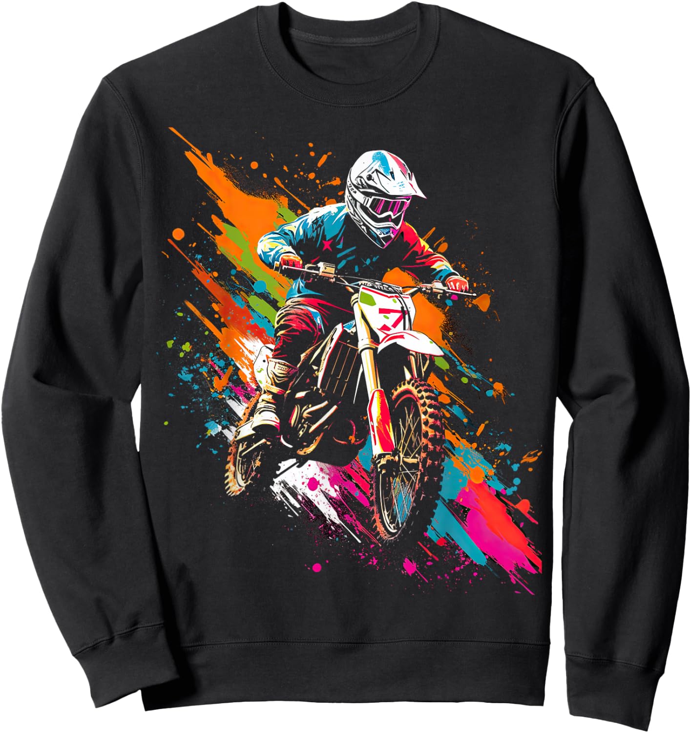 Dirt Bike Coloured Motocross Motorcycle Design for Boys , black Sweatshirt - Sweatshirt | Black