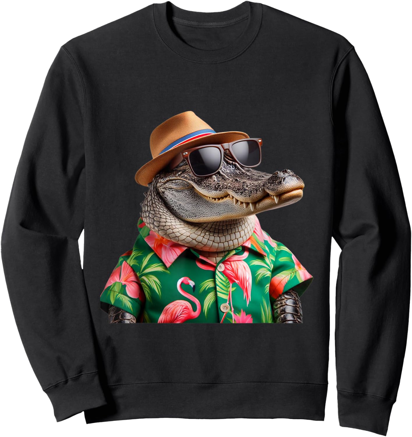 Florida Alligator Hawaiian Shirt Funny Vacation Gator Art Sweatshirt - Sweatshirt | Black