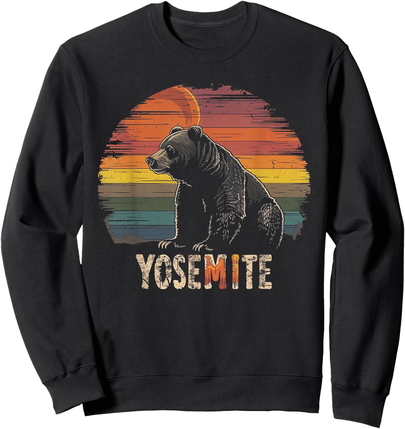 Yosemite - US National Park Vintage Men Women Kids Retro Sweatshirt - Sweatshirt | Black