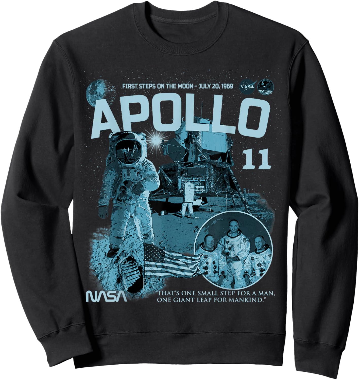 NASA Apollo 11 Mission July 20, 1969 Sweatshirt - Sweatshirt | Black