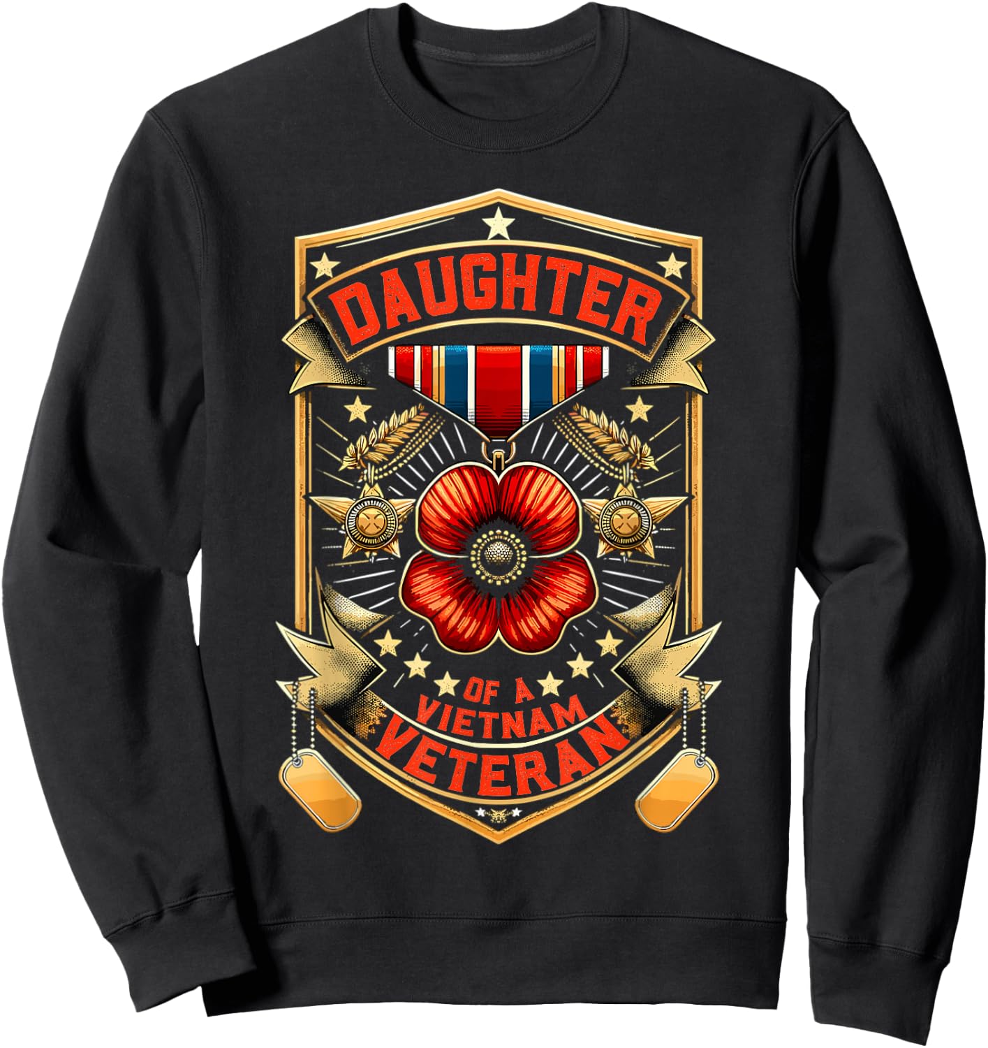 USA Proud Daughter Of A Vietnam Veteran Sweatshirt - Sweatshirt | Black