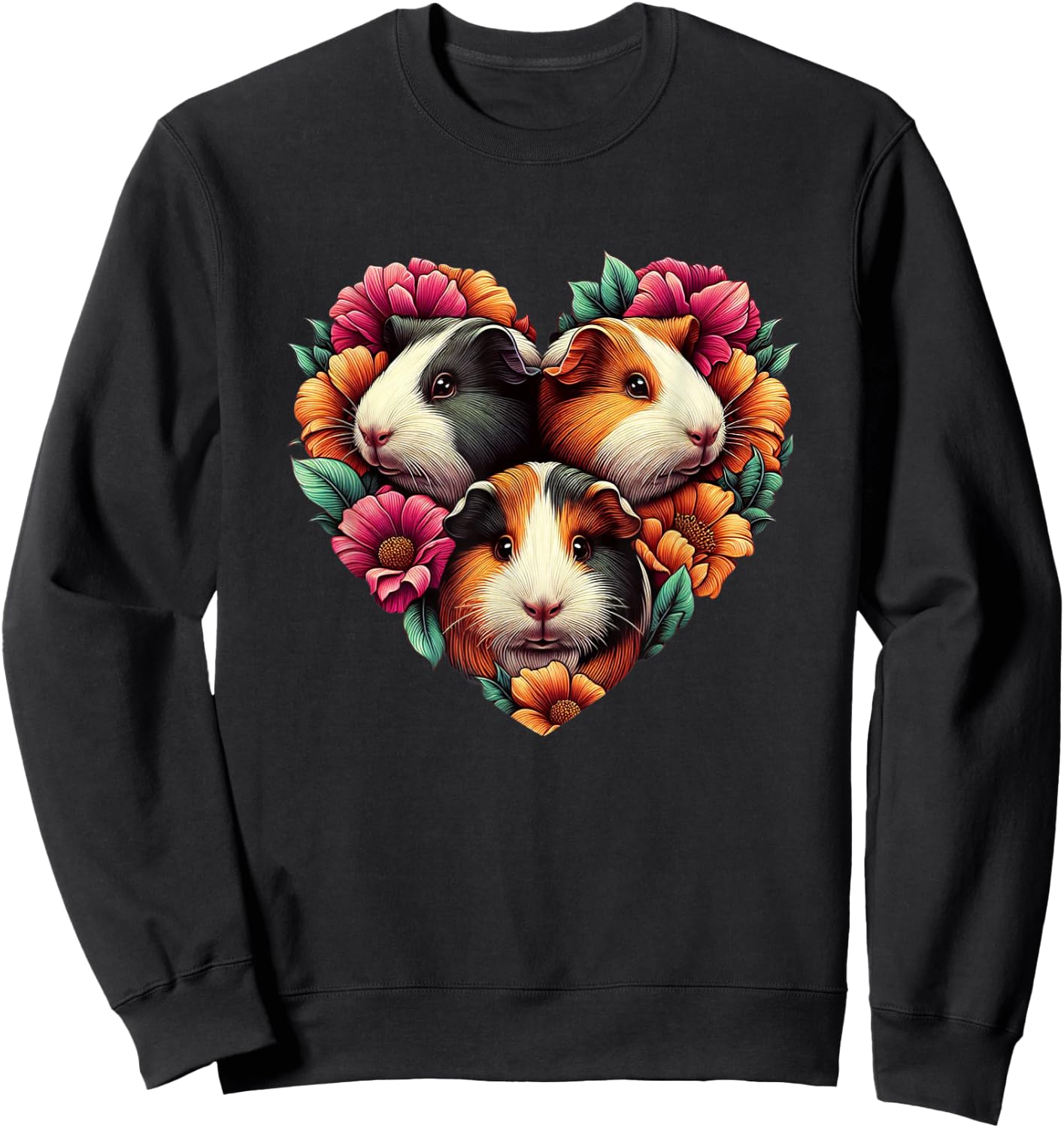 Guinea pigs Love Heart of Kids women Teen Girls Sweatshirt - Sweatshirt | Black