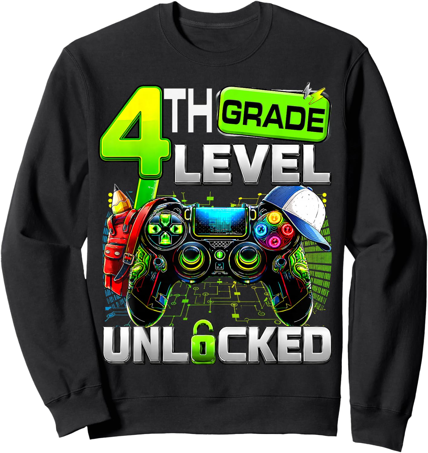 Controller 4th Grade Fourth Level Unlocked First Day Boys Sweatshirt - Sweatshirt | Black