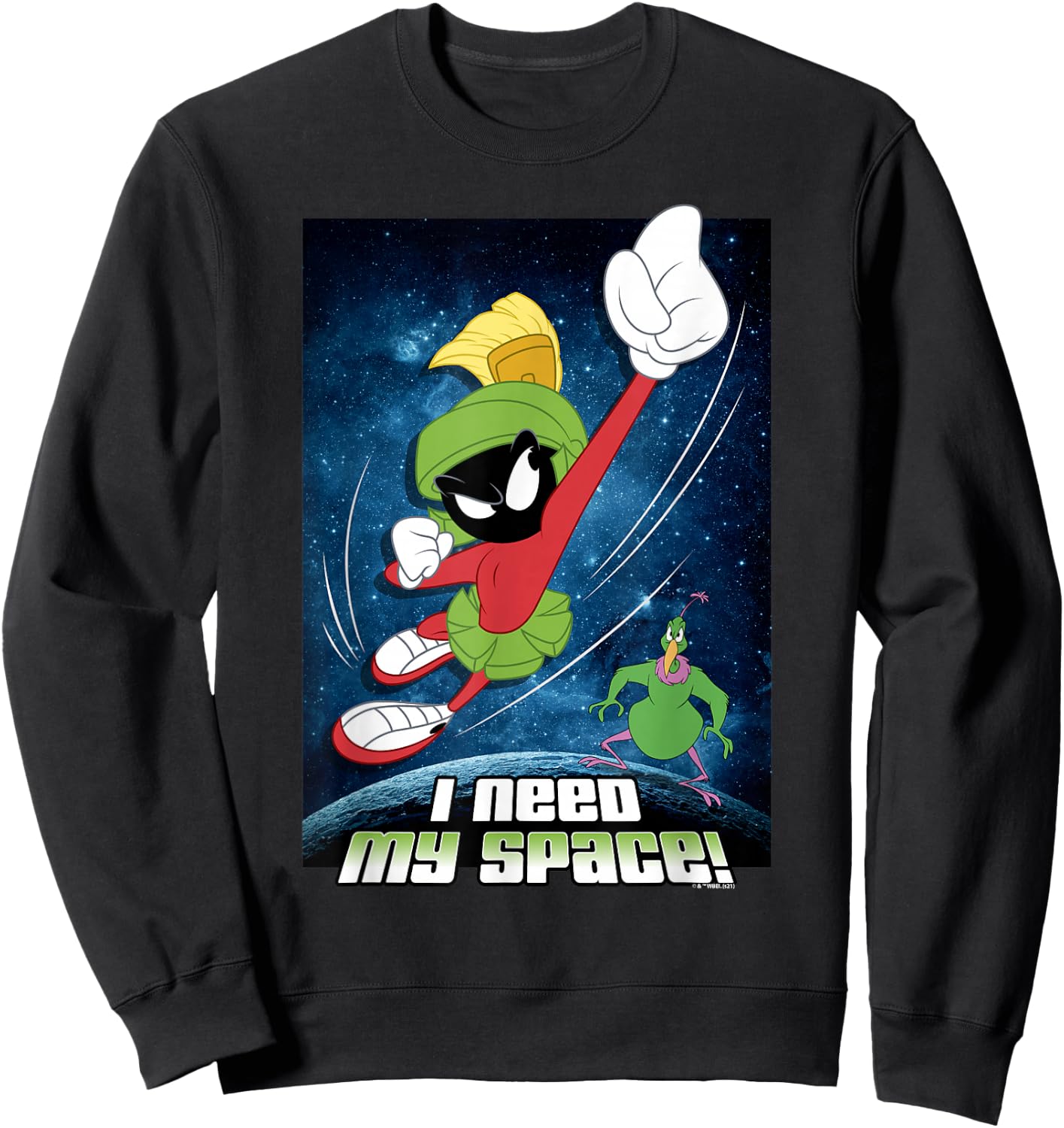 Looney Tunes Marvin & Instant Martian Need Space Poster Sweatshirt - Sweatshirt | Black