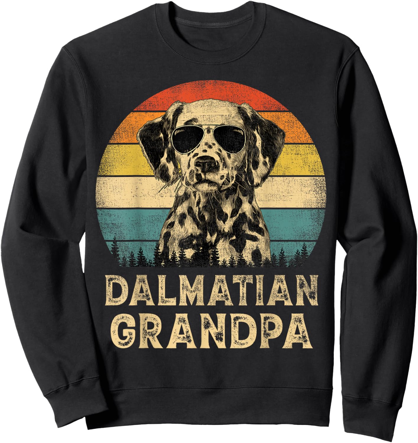 Vintage Dalmatian Grandpa Dog Lovers Father's Day Men Women Sweatshirt - Sweatshirt | Black