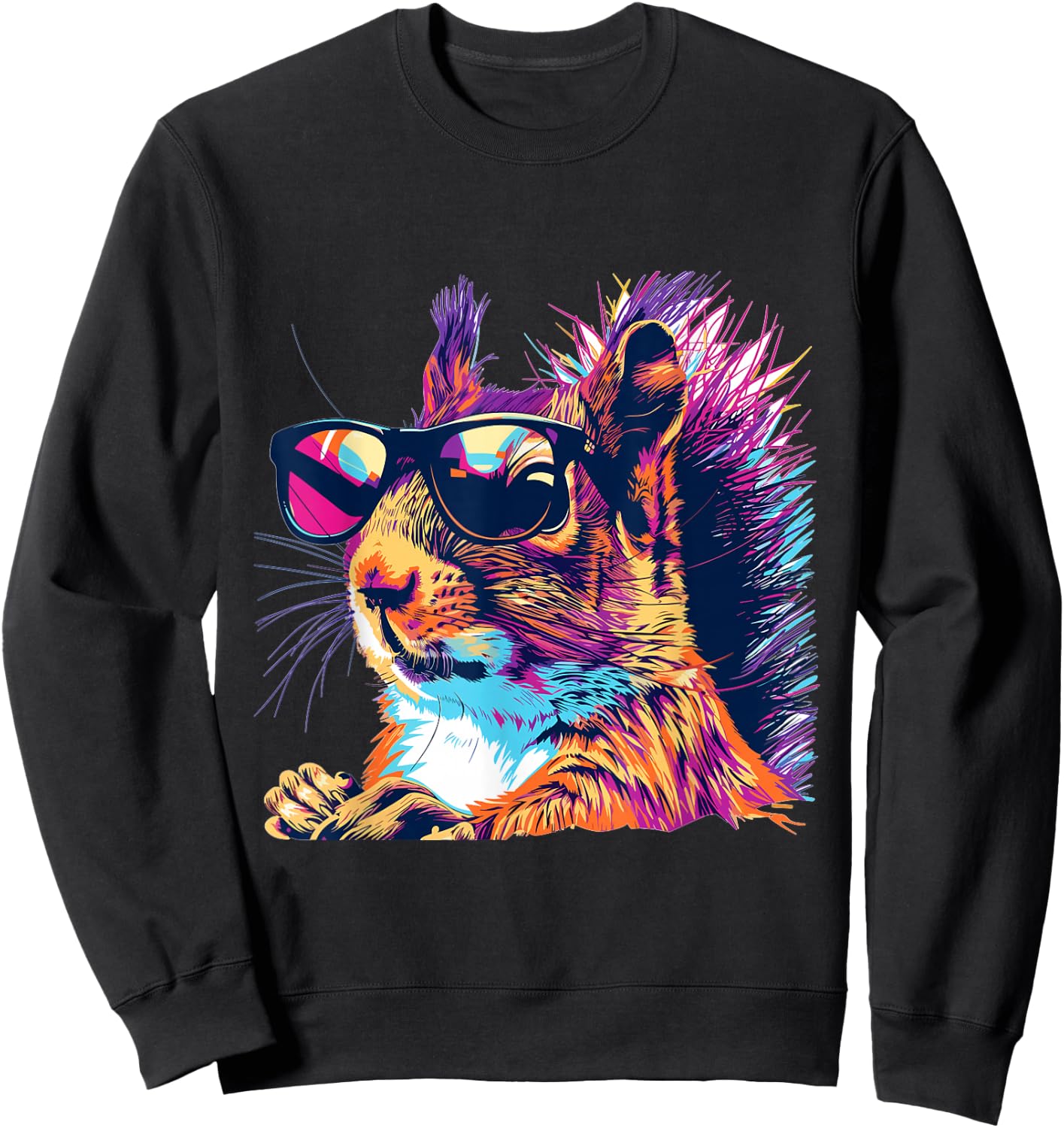 Squirrel Animal Lover Graphic Sweatshirt - Sweatshirt | Black