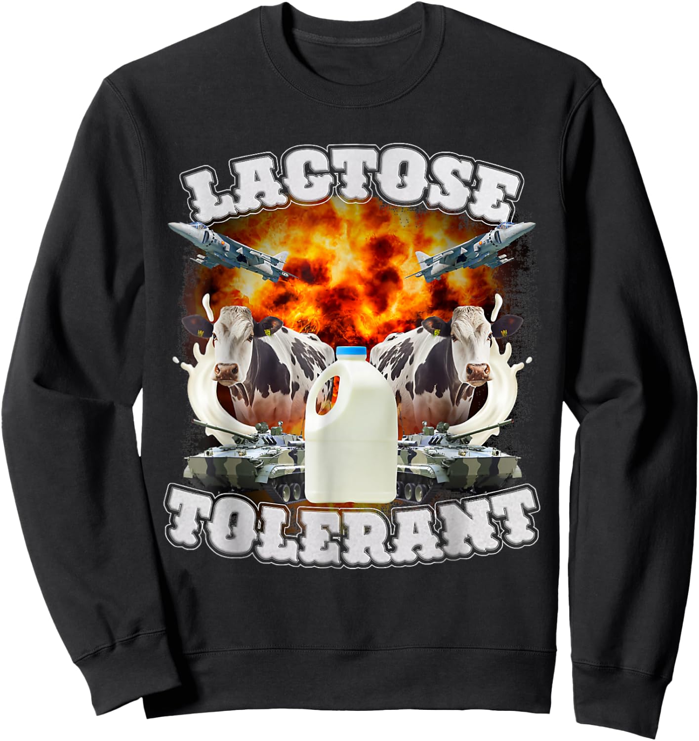 Lactose Tolerant Meme Funny Strange Specific Thanks Meme , black Sweatshirt - Sweatshirt | Black