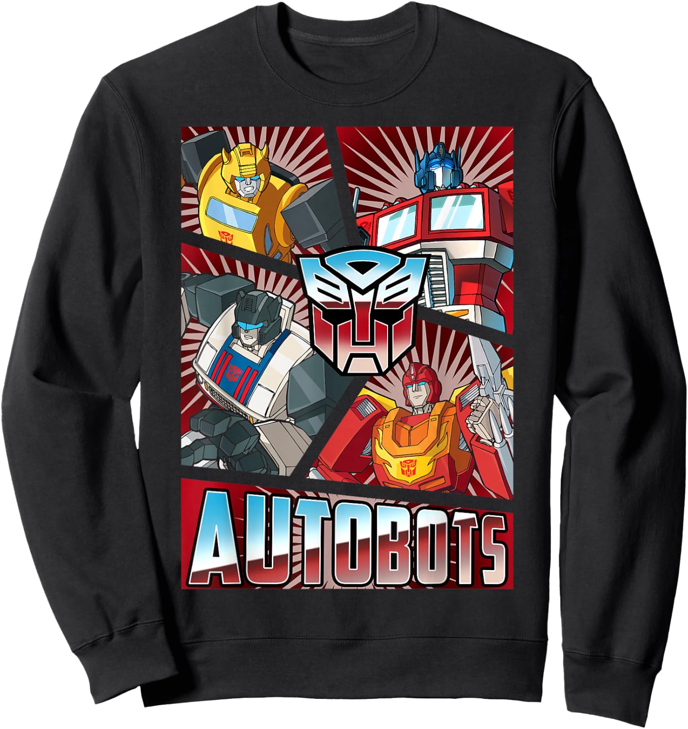 Transformers Autobots Cut Up Retro Vintage Panels Sweatshirt - Sweatshirt | Black