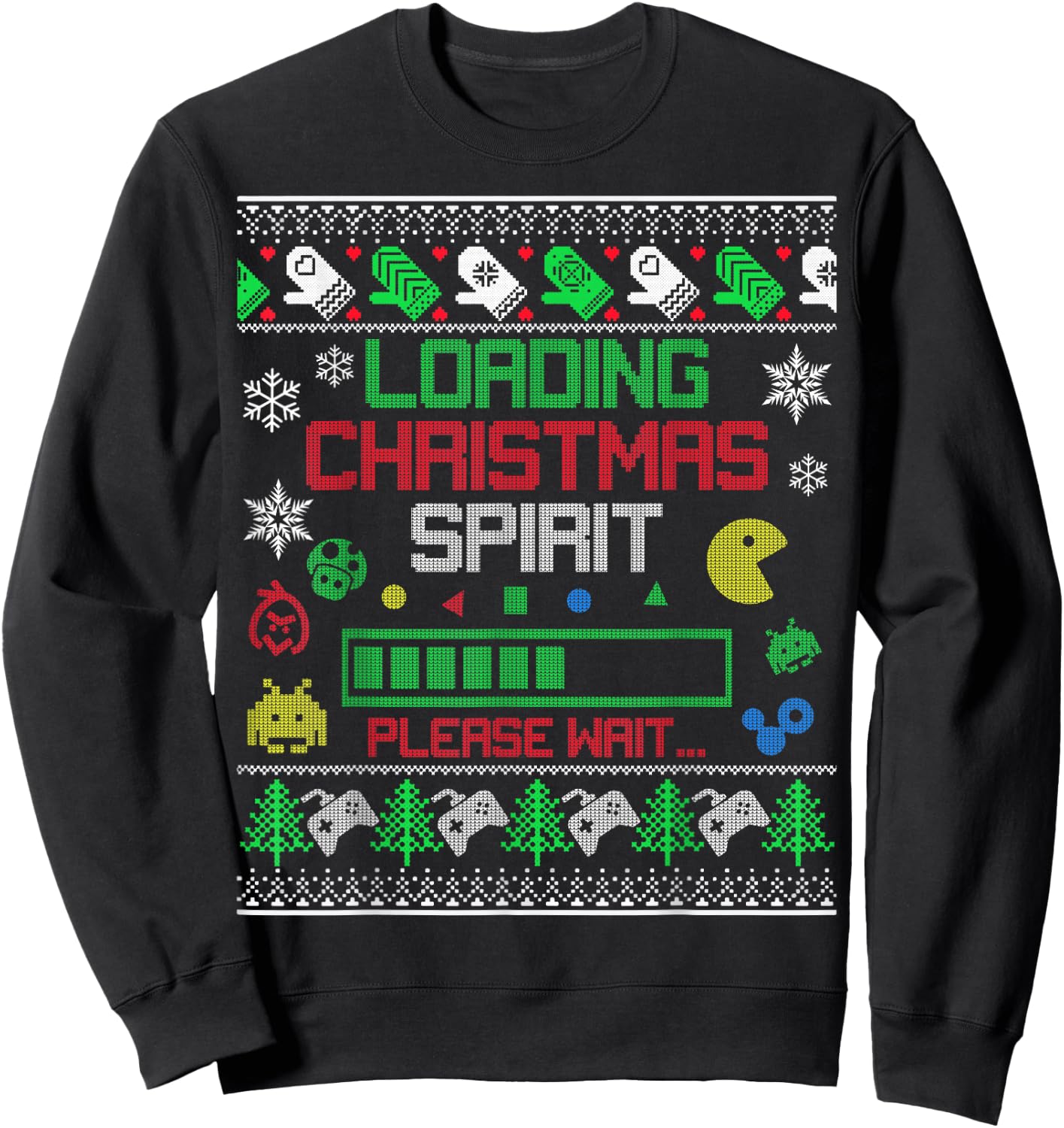 Christmas Gaming - Loading Christmas Spirit for Gamer Ugly Sweatshirt - Sweatshirt | Black