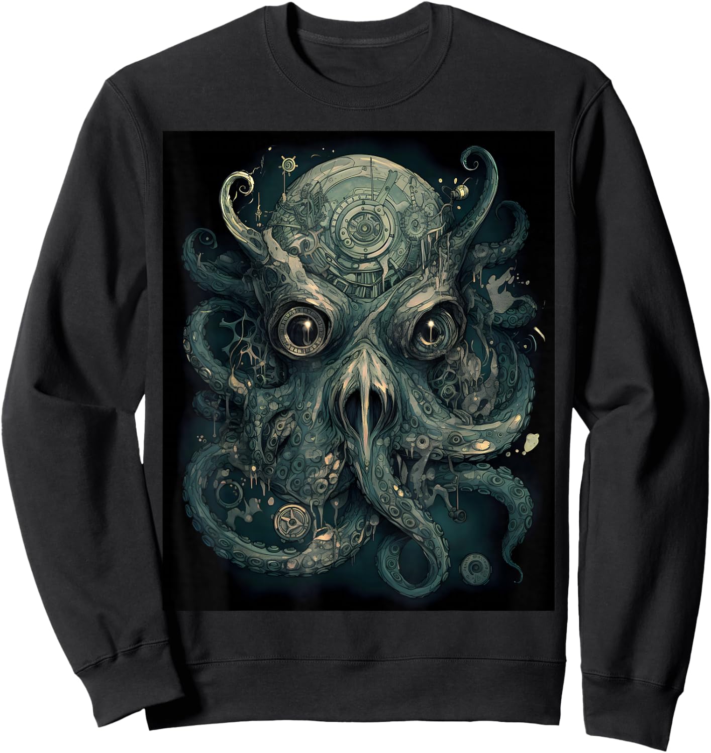 Octopus Steampunk Cyber Grunge Fantasy Women Men Sweatshirt - Sweatshirt | Black
