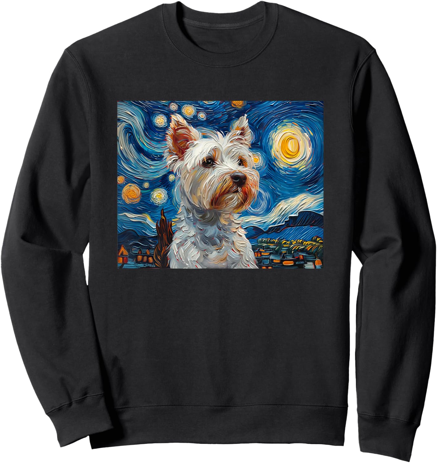 Cute Kids Mom Art Starry Nights Westie Dog Lover Sweatshirt - Sweatshirt | Black