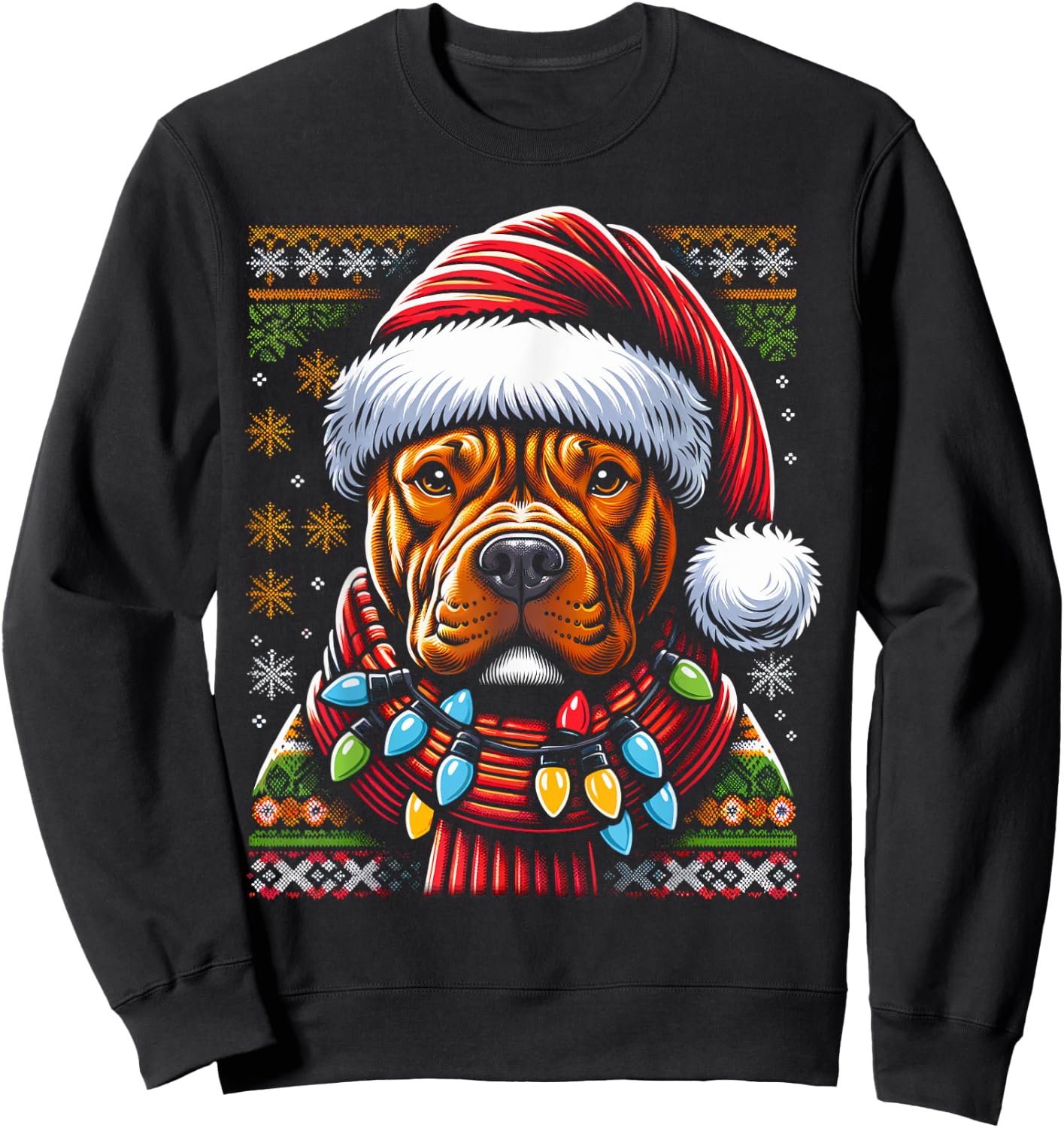 Christmas Pit bull Xmas Pit Bull Mom Dog Lover Santa Sweatshirt - Sweatshirt | Black