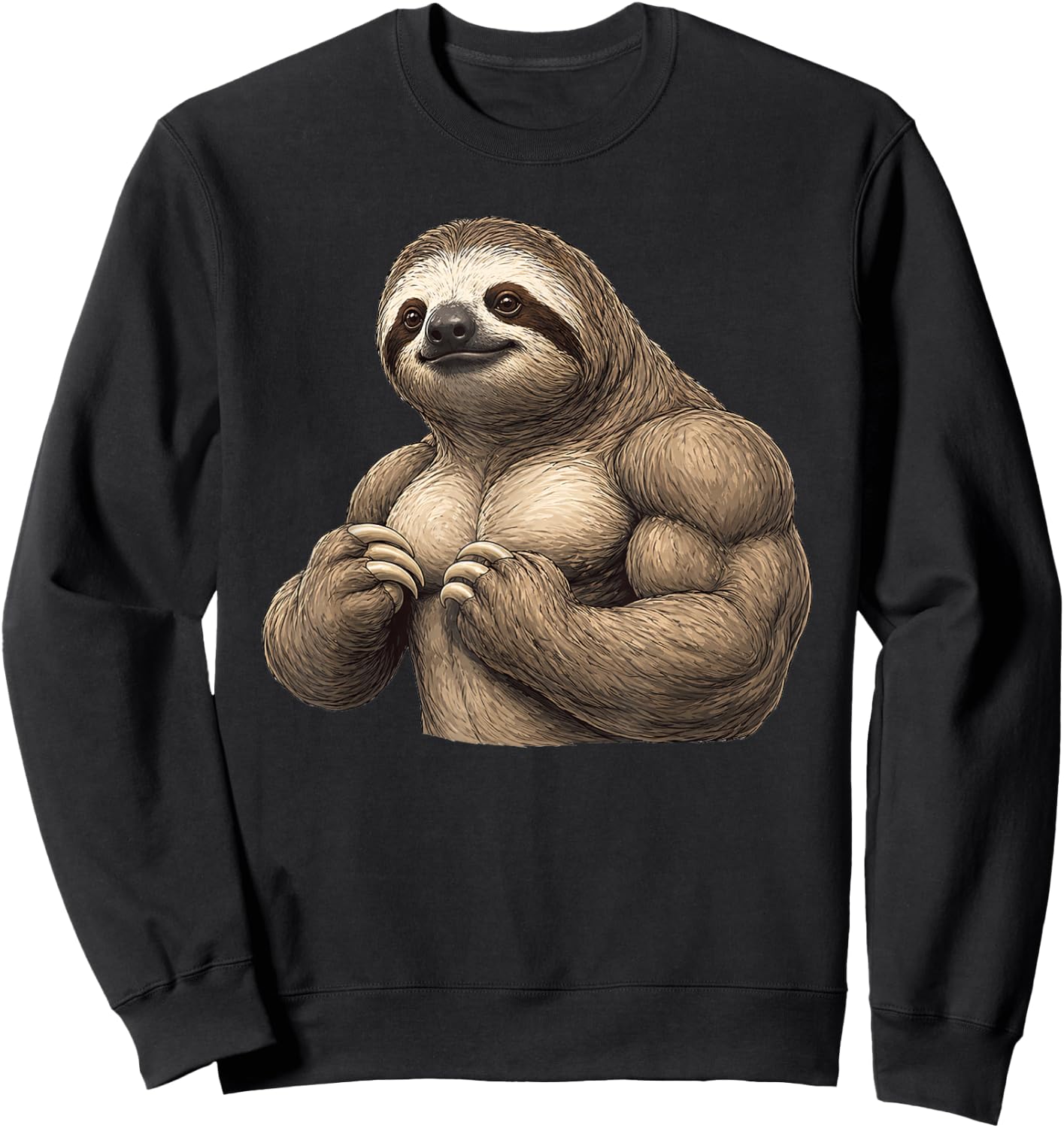 Muscular Sloth Powerlifting Weightlifting Gym Workout Sweatshirt - Sweatshirt | Black