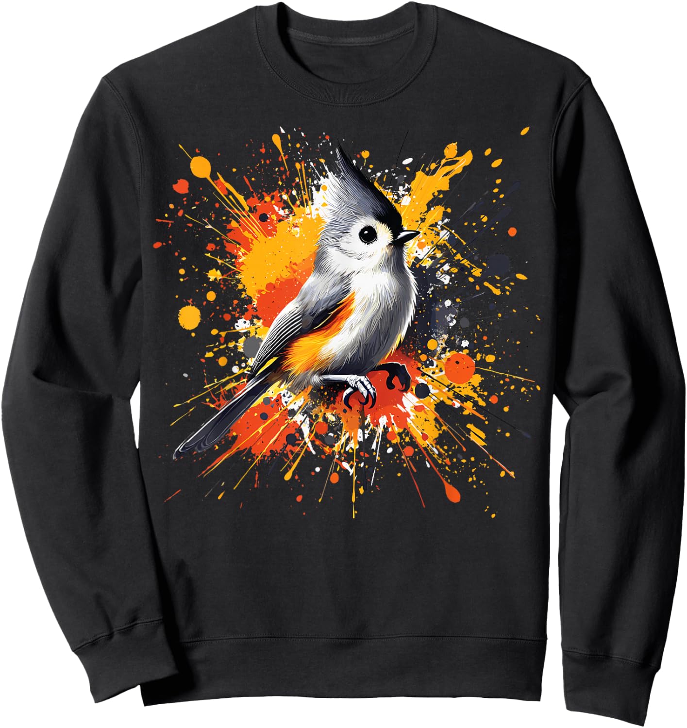 Tufted Titmouse Bird Illustration, Tufted Titmouse Sweatshirt - Sweatshirt | Black