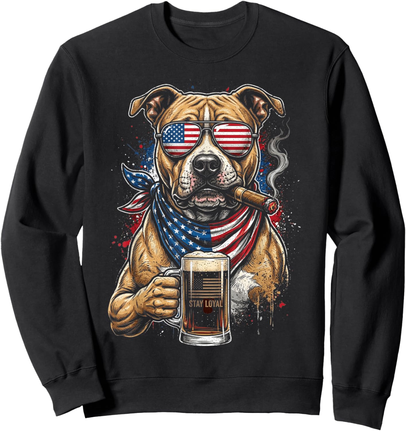 Loyal Pit Bull Lunettes de Soleil Motif Drapeau américain Sweatshirt - Sweatshirt | Black