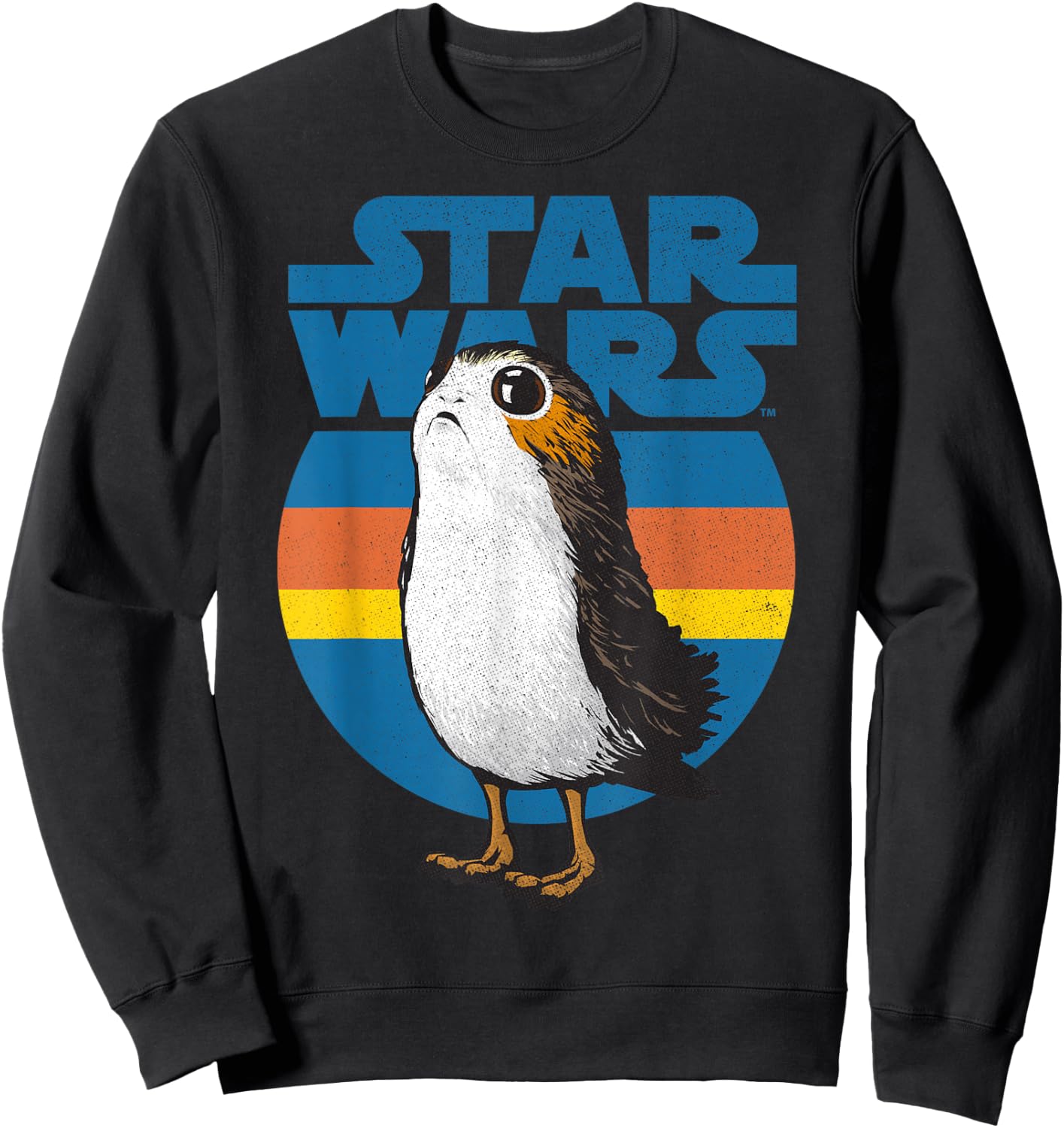 Star Wars Last Jedi Porg Retro Stripes Logo Graphic Sweatshirt - Sweatshirt | Black